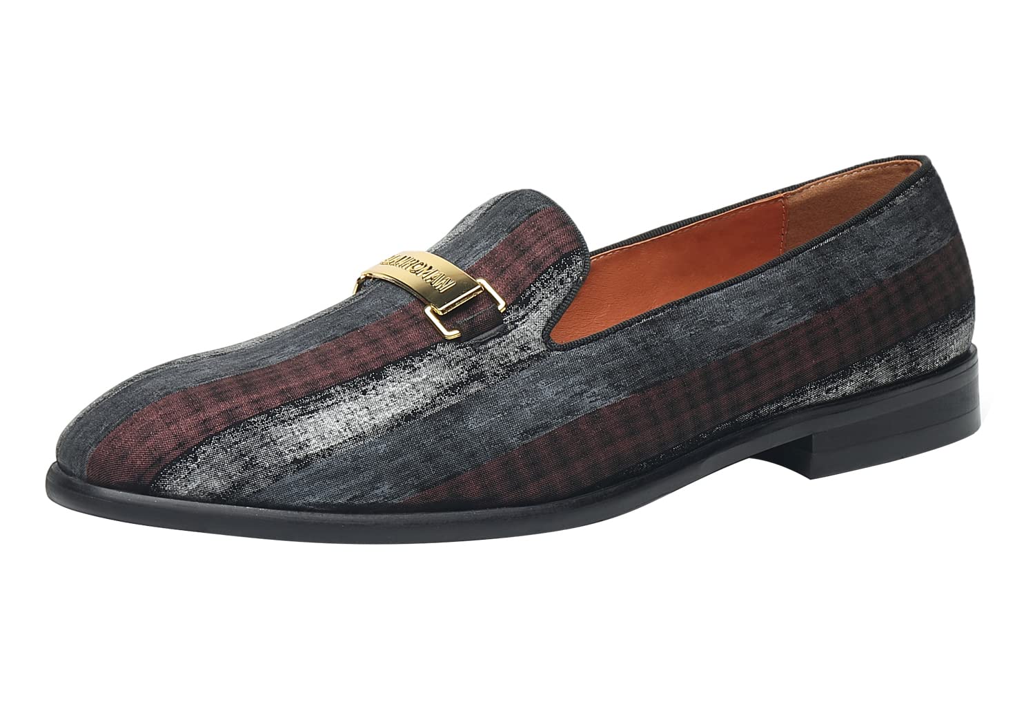 ELANROMAN Men's Gold Buckle Loafers - Stylish Slip-On Penny Loafers for Wedding, Party & Business Casual - Comfortable Dress Shoes for Formal Events & Office Wear