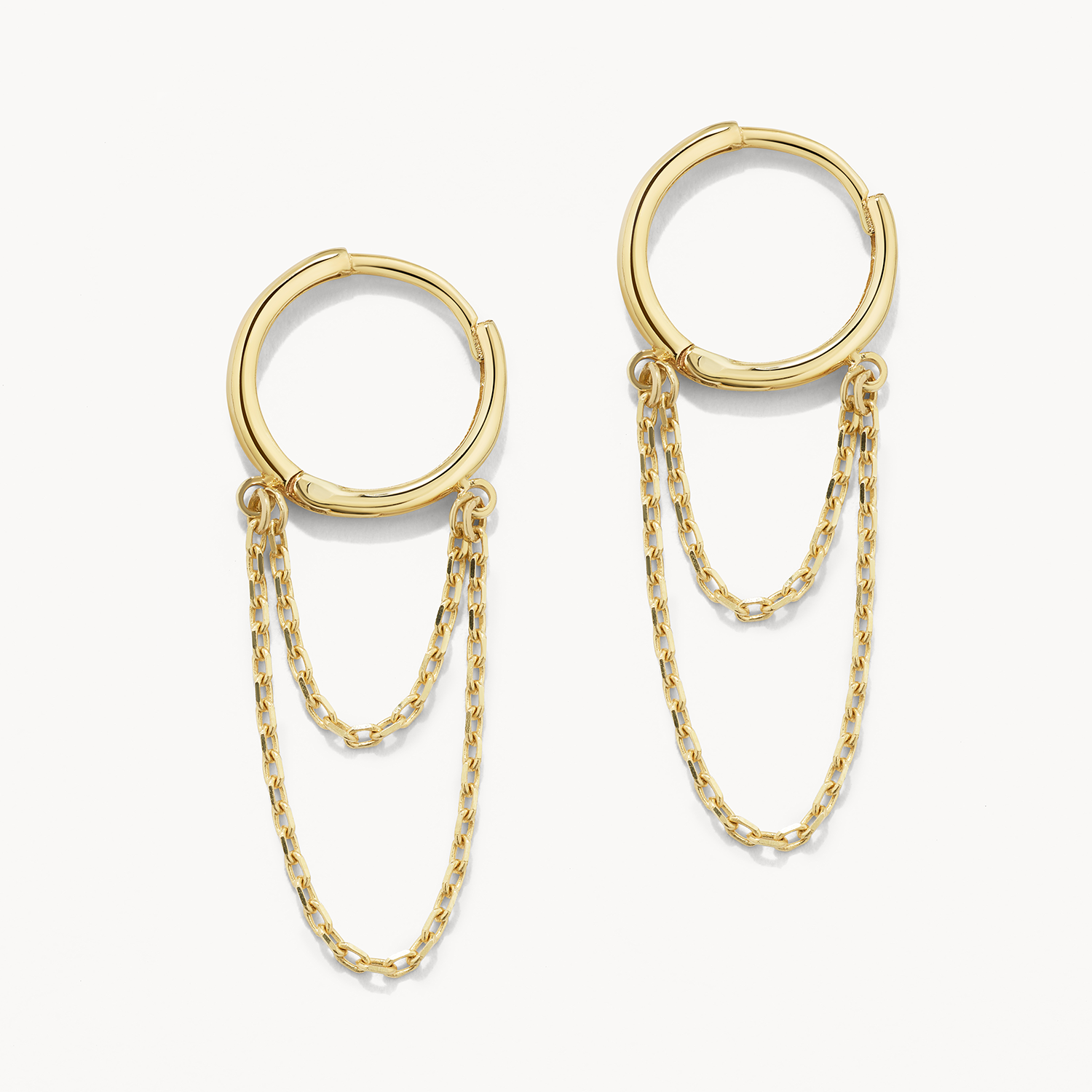 10k Gold Double Chain Huggie Earrings for Women - Elegant & Dainty Hoop Earrings for Everyday Wear, Parties & Gifts