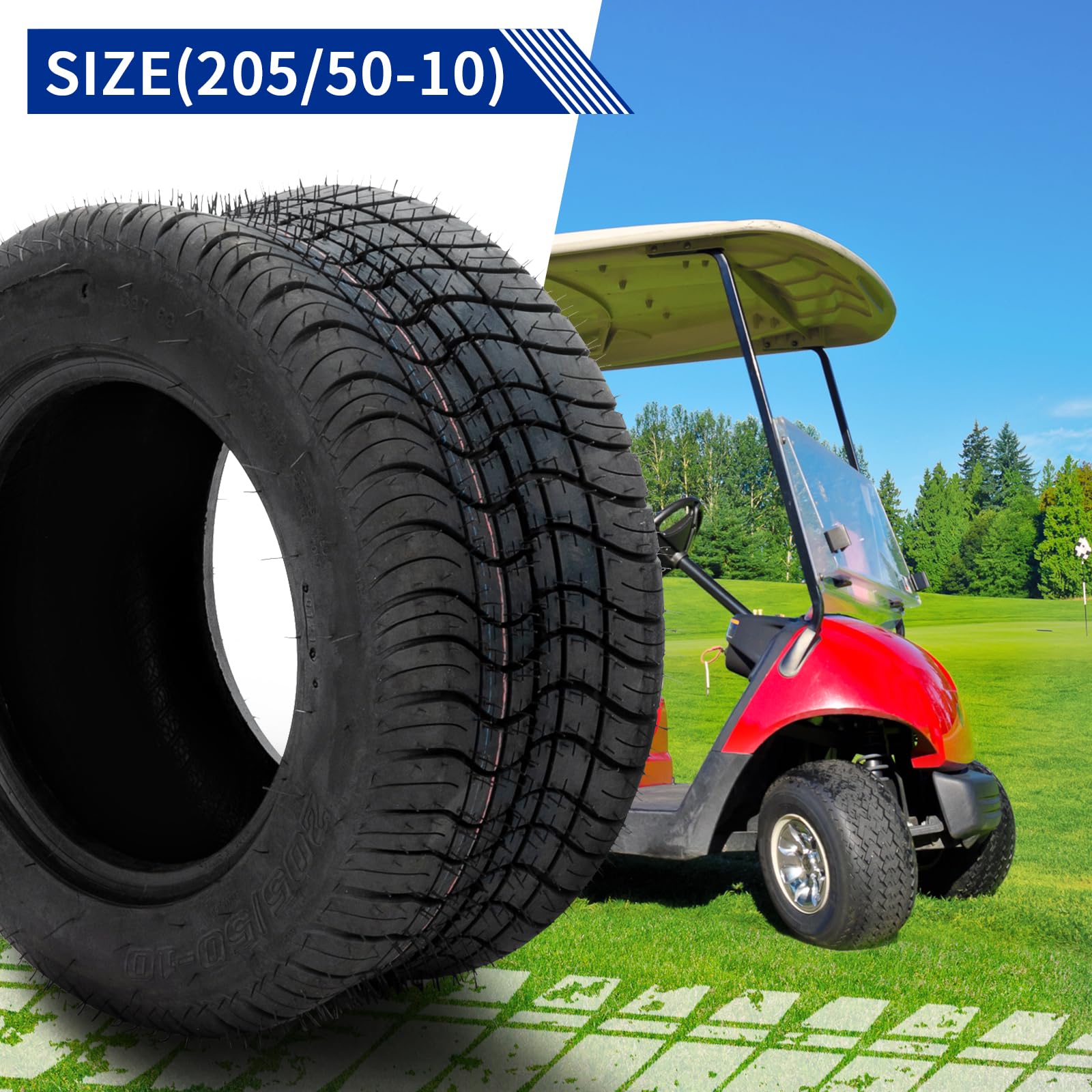 **AutoForever 205/50-10 Lawn Mower & Golf Cart Tires - 4 PLY Heavy Duty Turf Tires (Set of 2) - Perfect for Lawn Tractors, Garden Equipment & Utility Vehicles**