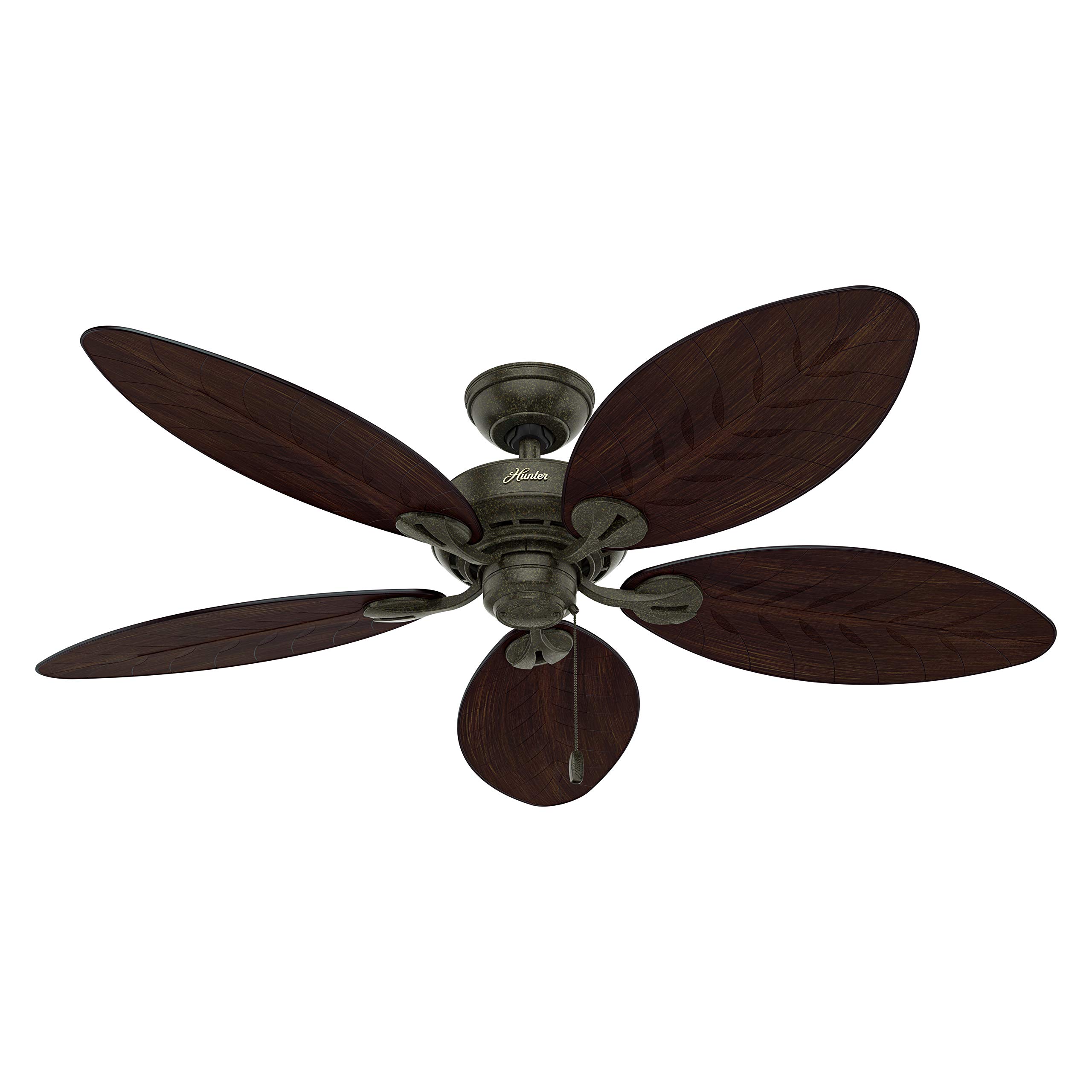 Hunter Fan 54 Inch Contemporary Provencal Gold Outdoor Ceiling Fan with Pull Chain - Energy Efficient, Weather Resistant - Perfect for Patio, Deck, and Covered Porch (Renewed)
