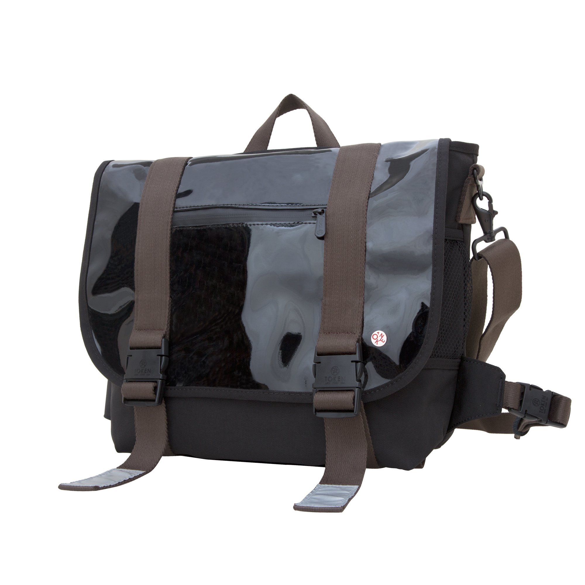 Lorimer Enamel Messenger Bag for Men & Women - Stylish Black Crossbody Bag - Durable Leather Shoulder Bag for Work, Travel & Daily Use