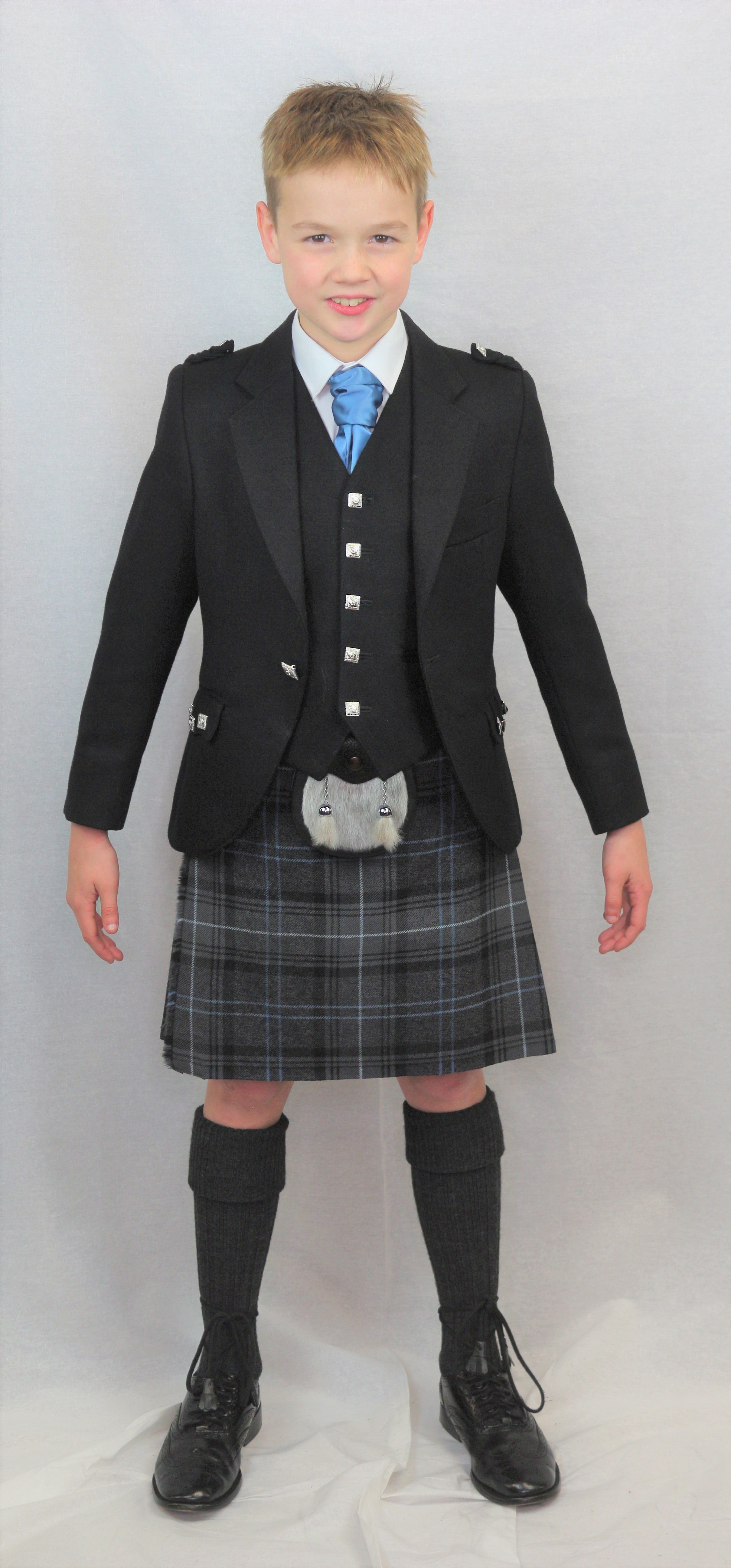 Boys Black Argyll Kilt Outfit for Hire | Traditional Scottish Highland Dress for Weddings & Formal Events