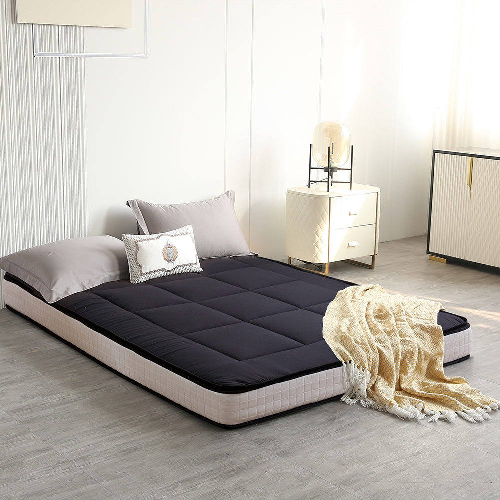 MAXYOYO Padded Japanese Floor Mattress - Black Foldable Roll Up Futon for Bedroom, Guest Room & Travel | Comfortable Floor Sleeping Mat for Adults & Kids