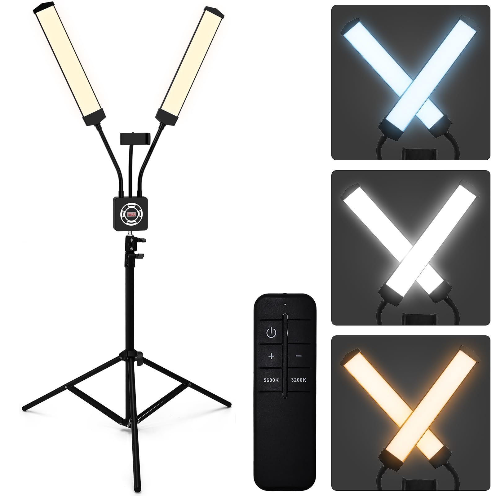 Professional Esthetician Floor Lamp with Adjustable Tripod Stand & Phone Holder - Upgrade Touch Control Lash Light for Eyelash Extensions, Makeup, Tattoo, Photography | Perfect for Salon, Home Studio & Beauty Selfies (Black)