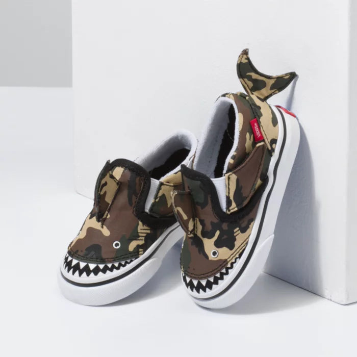 Vans Slip-On V Shark Camo Skate Shoes - Classic Checkerboard Sneakers for Men & Women | Perfect for Skateboarding, Casual Wear & Street Fashion