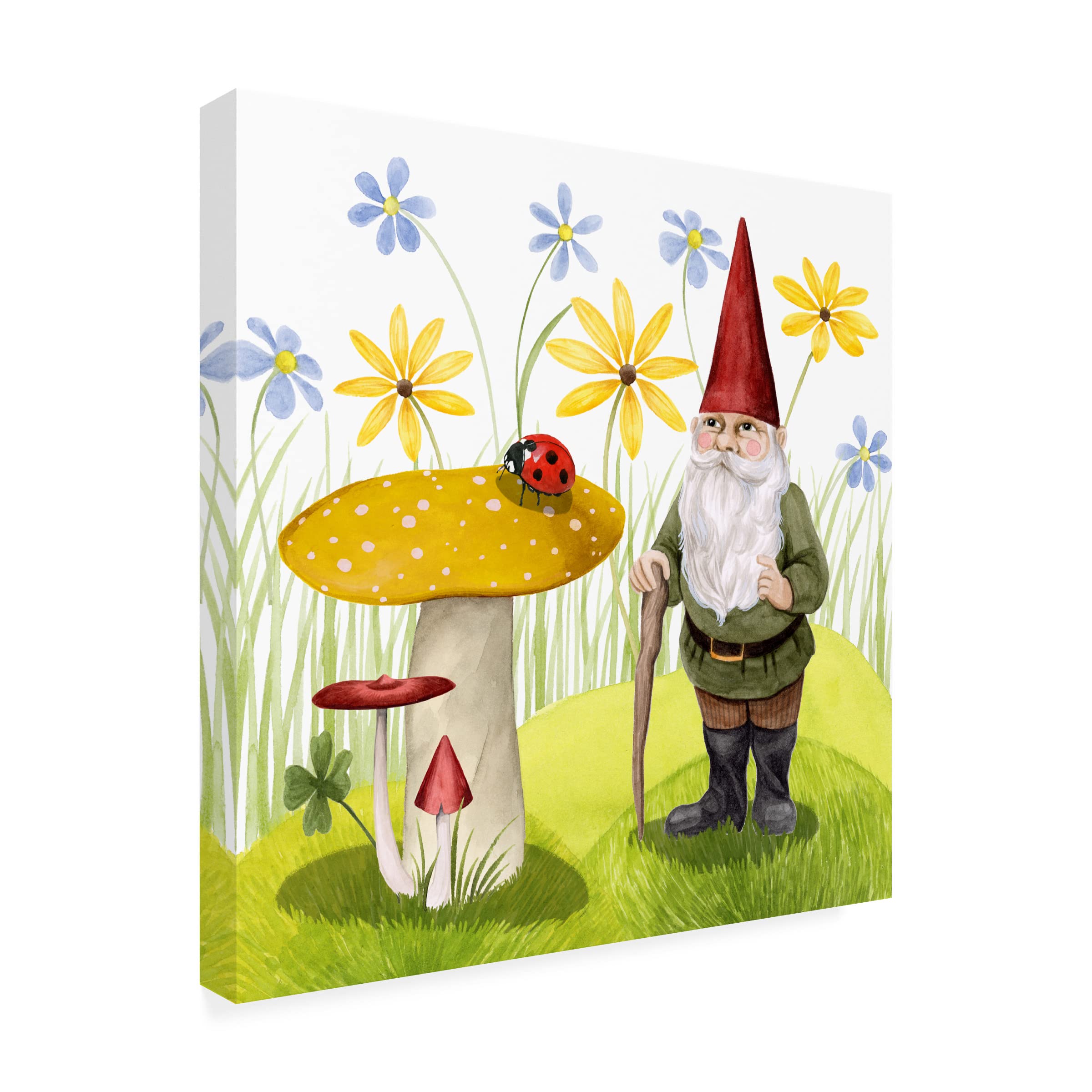 Grace Popp's 'Gnome Neighbors IV' Canvas Wall Art - Whimsical Garden Gnome Painting for Home Decor, Living Room & Nursery - Trademark Fine Art Collection