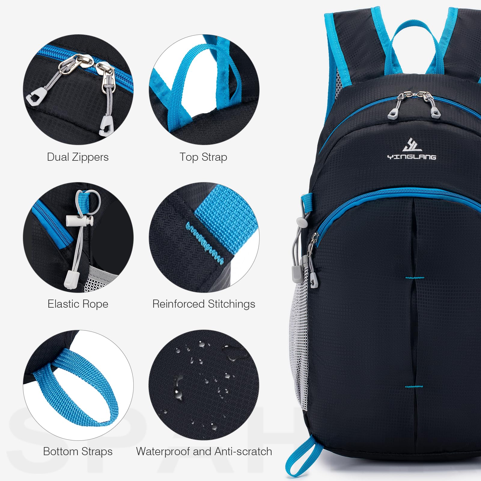SPAHER 20L Waterproof Travel Backpack - Lightweight Carry-On Luggage for Wizzair & EasyJet Airlines, Durable Nylon Hiking & Camping Backpack for Men & Women - Perfect for School, Commuting & Outdoor Adventures
