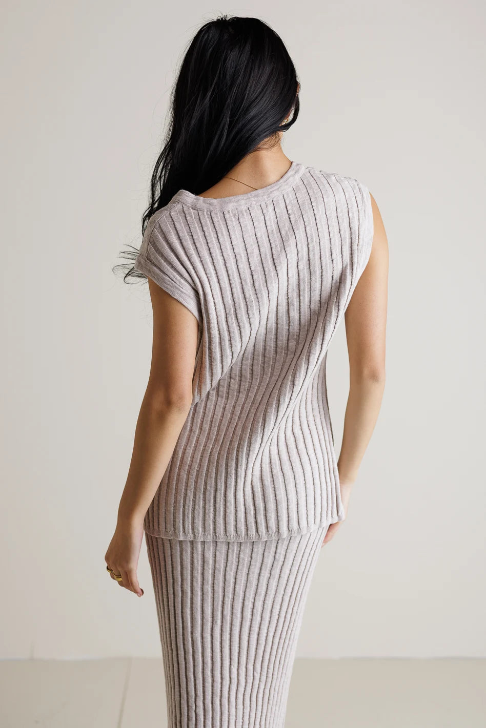 Meilani Women's Ribbed Knit Sweater Vest in Taupe - Cozy Fall & Winter Layering Piece for Casual Outfits or Office Wear