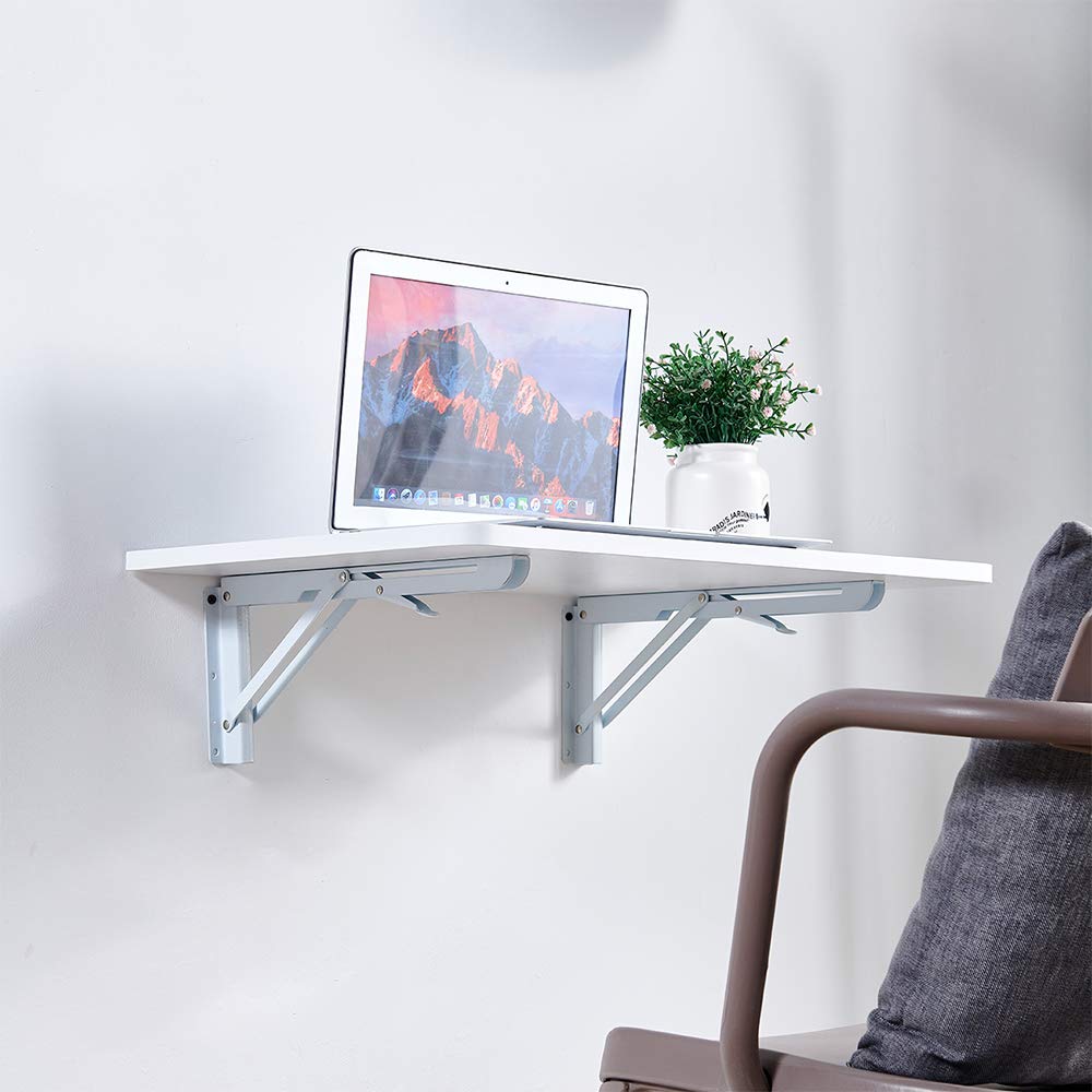 Wall-Mounted Drop-Leaf Folding Table - Space-Saving Kitchen & Dining Desk, Floating Computer Workstation for Home Office, Small Apartments, and Compact Spaces