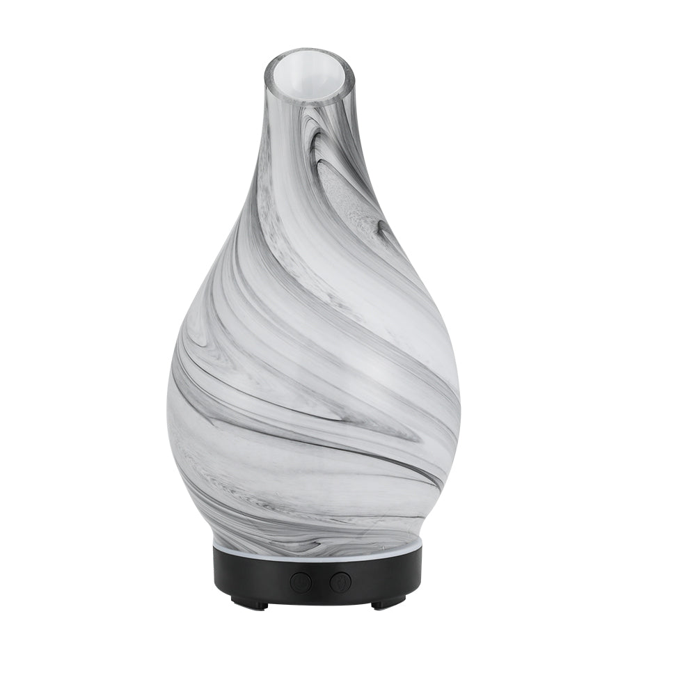 Devanti Aromatherapy Essential Oil Diffuser - Ultrasonic Humidifier with 7 Color LED Lights & Glass Marble Design for Home, Office, Yoga and Spa Relaxation