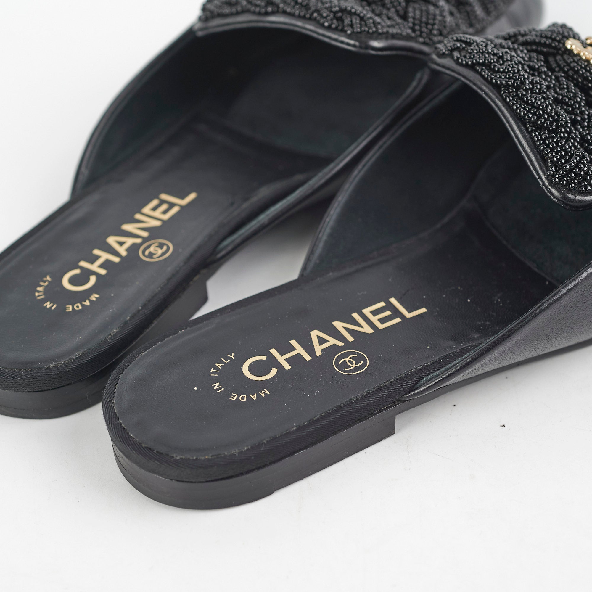 Chanel Black Leather Sandals for Women Size 38 | Luxury Designer Flat Summer Shoes | Perfect for Beach Vacations, Date Nights & Casual Outings