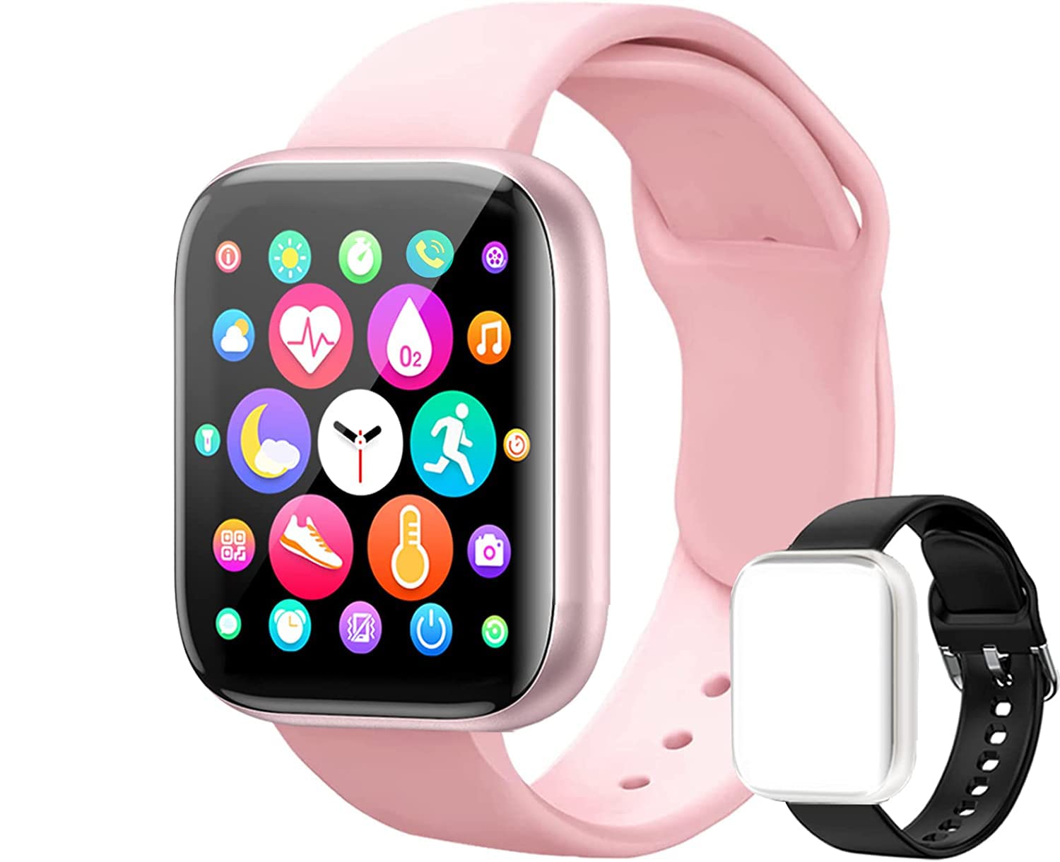 Smart Fitness Tracker Watch with Heart Rate Monitor, Sleep Tracking, Touch Screen & Pedometer for Women & Men - Perfect for Running, Workouts & Daily Activity Tracking (Pink)