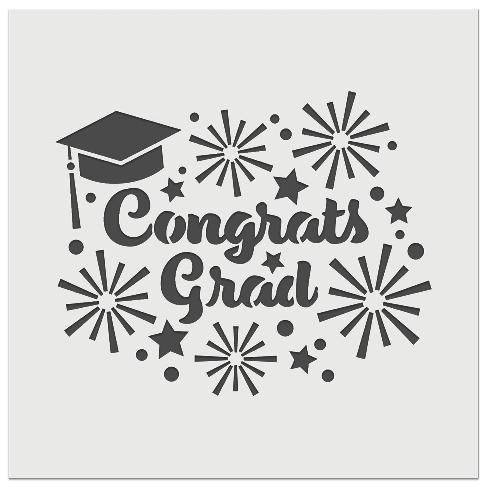 Reusable 4.5 Inch Graduation Cap Fireworks Stars Wall Cookie Stencil - DIY Craft for Grad Party Decorations, Baking & Cake Decorating - Perfect for Graduation Celebrations & School Events