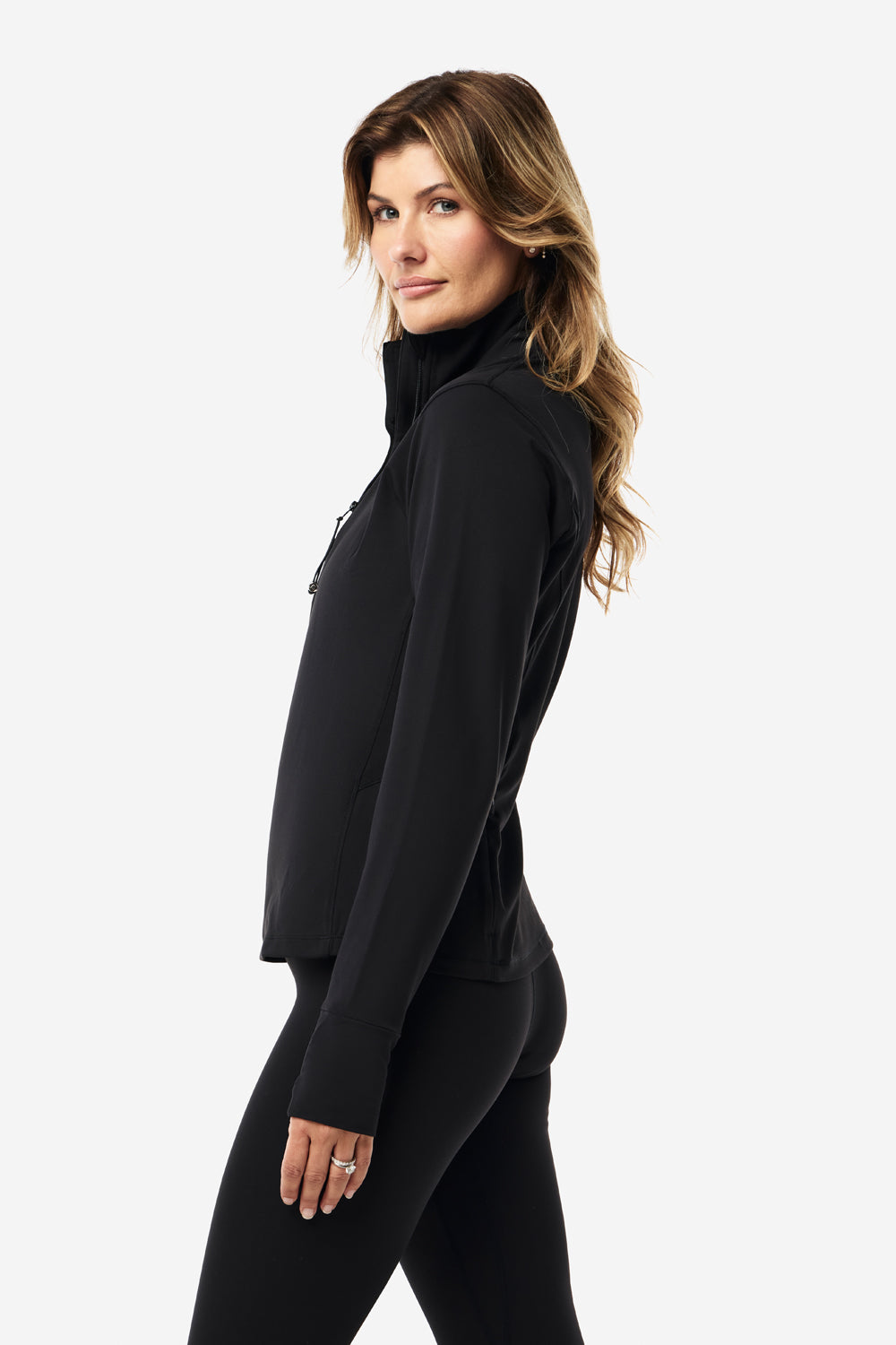 Men's Quarter Zip Base Layer Top - Black | Moisture Wicking Thermal Shirt for Hiking, Running & Outdoor Activities