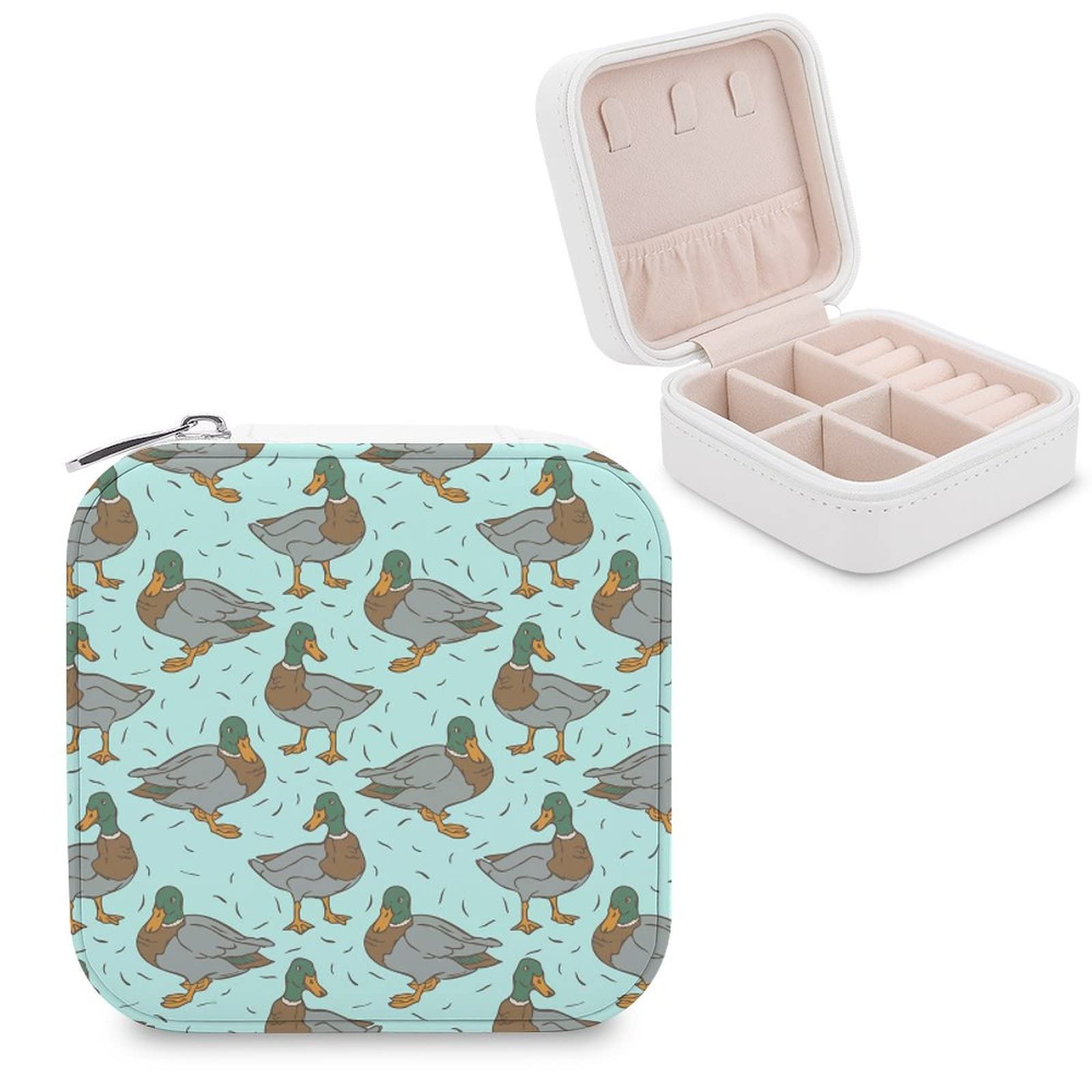 Portable Mini Jewelry Organizer Box with Zipper - Cute Travel Jewelry Case for Rings, Bracelets & Accessories - Perfect for Women, Bridesmaids & Duck Hunting Enthusiasts - Great for Travel, Gifts & Daily Storage