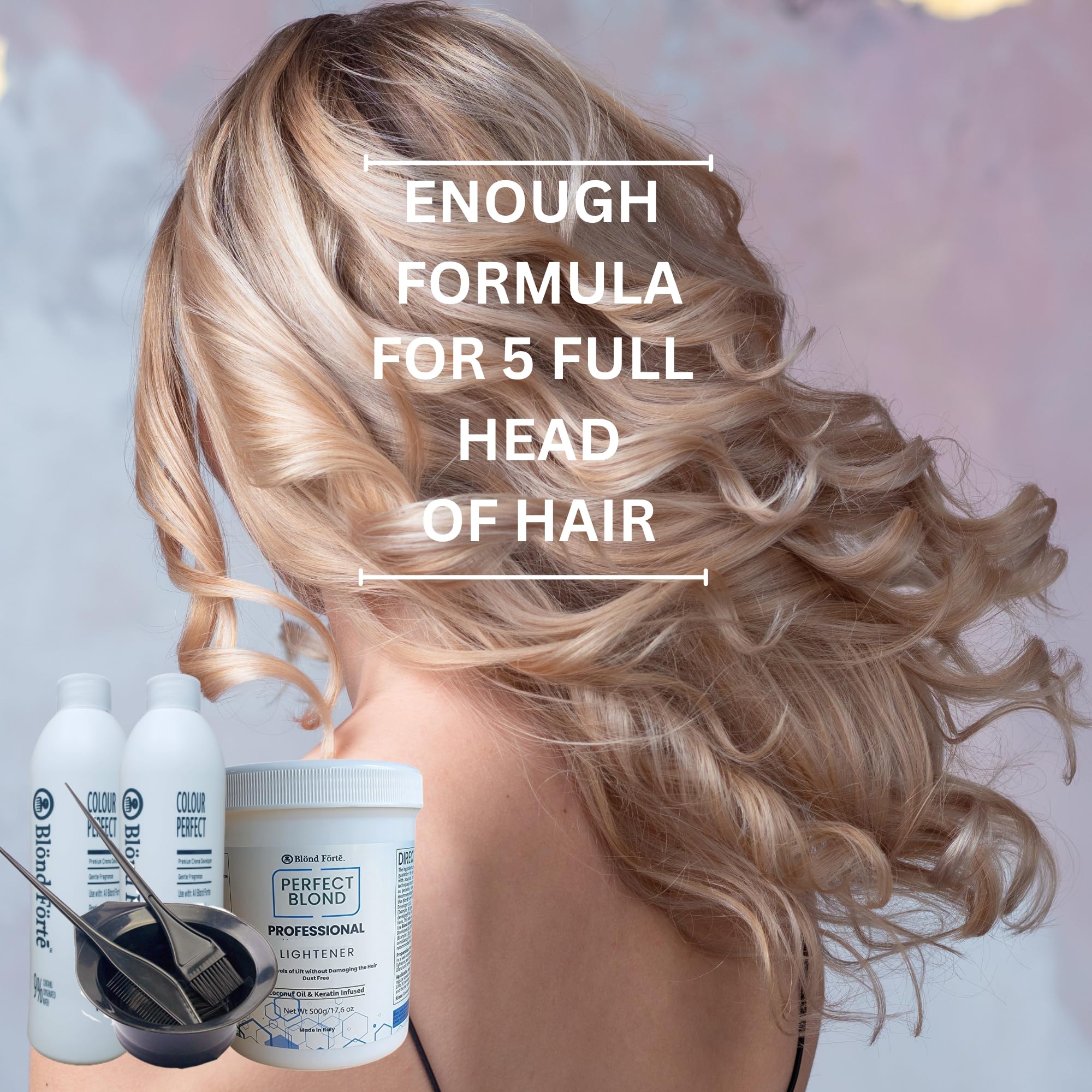 1.1 Pound Premium White Toner Dye Hair Bleach Powder Lightener Kit with 13.5oz 9% 40 Vol Developer - Professional Hair Lightening & Bleaching for Salon & DIY Use at Home (Blue Lightening Powder)