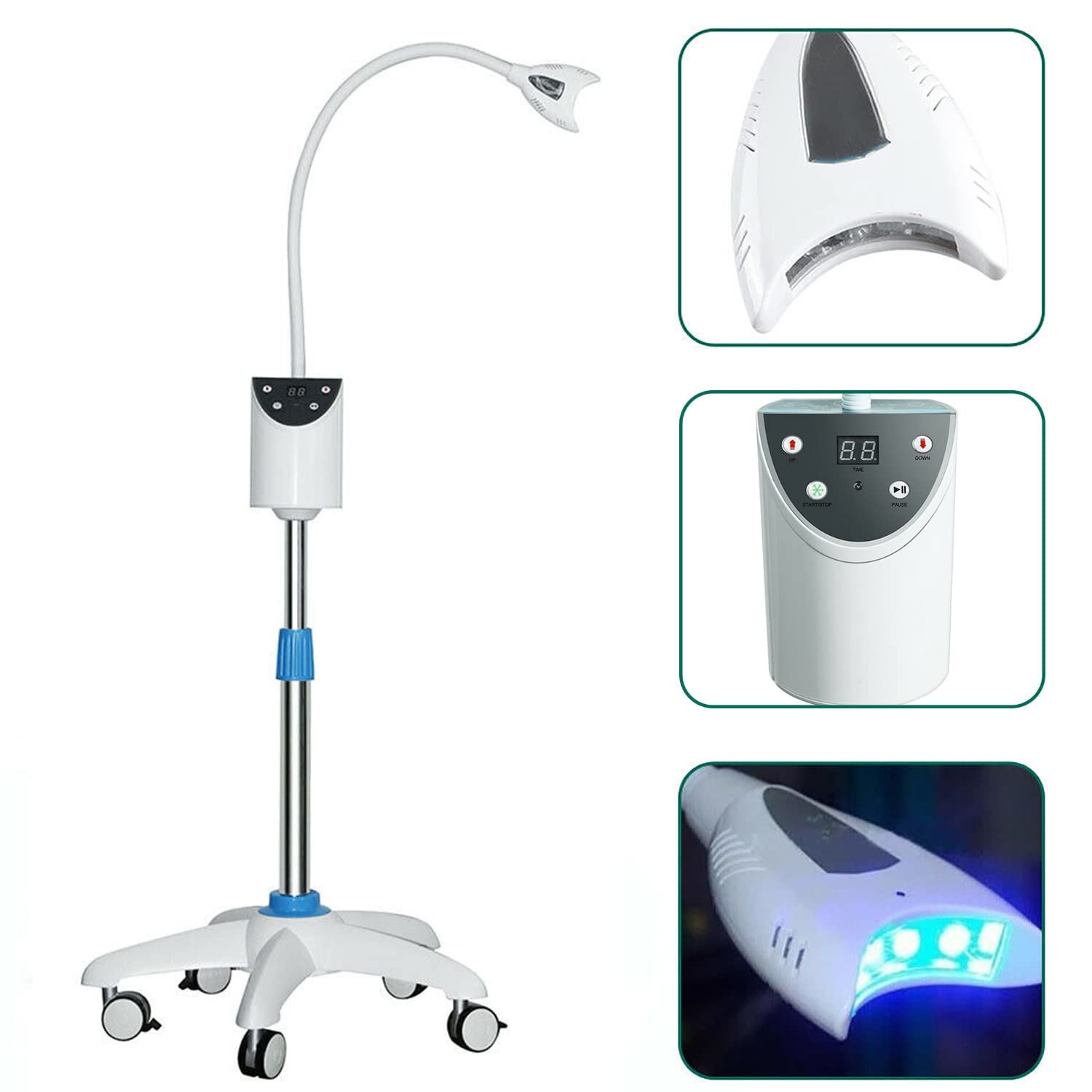 Professional EZGO Dental LED Teeth Whitening Kit with Blue Light Accelerator & 20-Piece C-Shape Cheek Retractors - At-Home Cold Bleaching for Brighter Smile, Perfect for Travel & Special Occasions