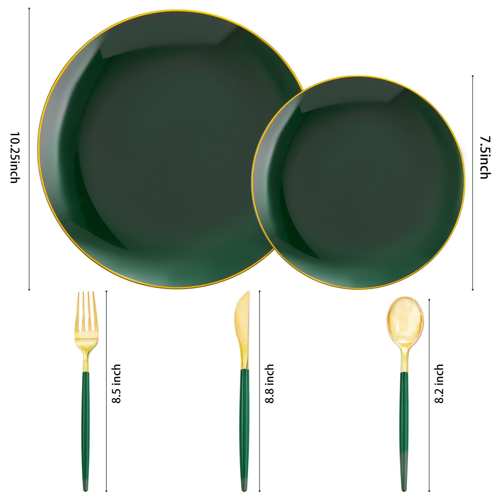 Liacere 150-Piece Green Plastic Plates Set with Gold Plastic Silverware - Eco-Friendly Disposable Dinnerware for 30 Guests - Perfect for St. Patrick's Day Parties, Picnics, BBQs & Outdoor Events