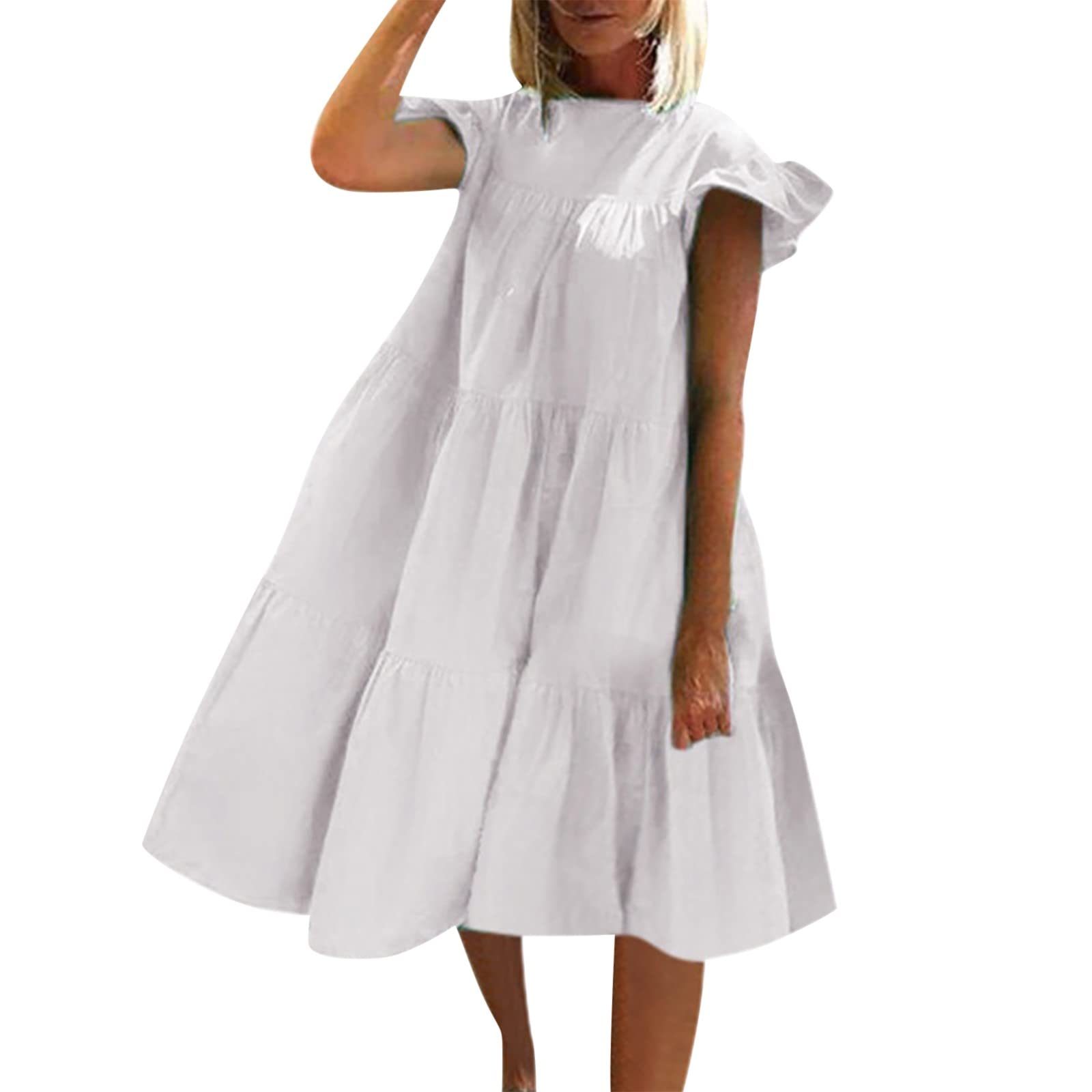 Raohui Women's Summer Tunic Dress - V Neck Casual Loose Flowy Swing Dress with Pockets | Lightweight Sweater Dress for Women | Perfect for Beach, Vacation & Everyday Wear