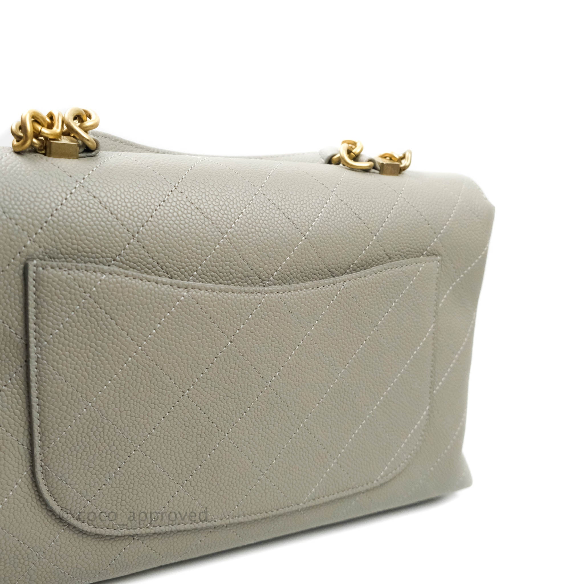 Chanel Chic Affinity Medium Grained Calfskin Grey Handbag with Aged Gold Hardware - Perfect for Work, Travel & Luxury Fashion Accessories