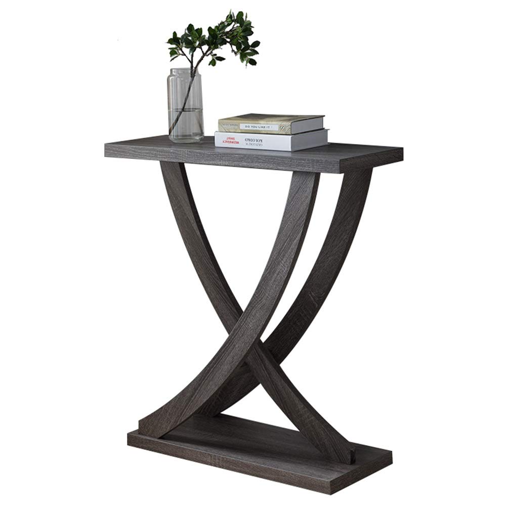2-Tier X-Design Console Table with Storage Shelf - Sofa Side Table, Bookshelf & Entryway Accent Furniture for Living Room, Hallway & Home Decor