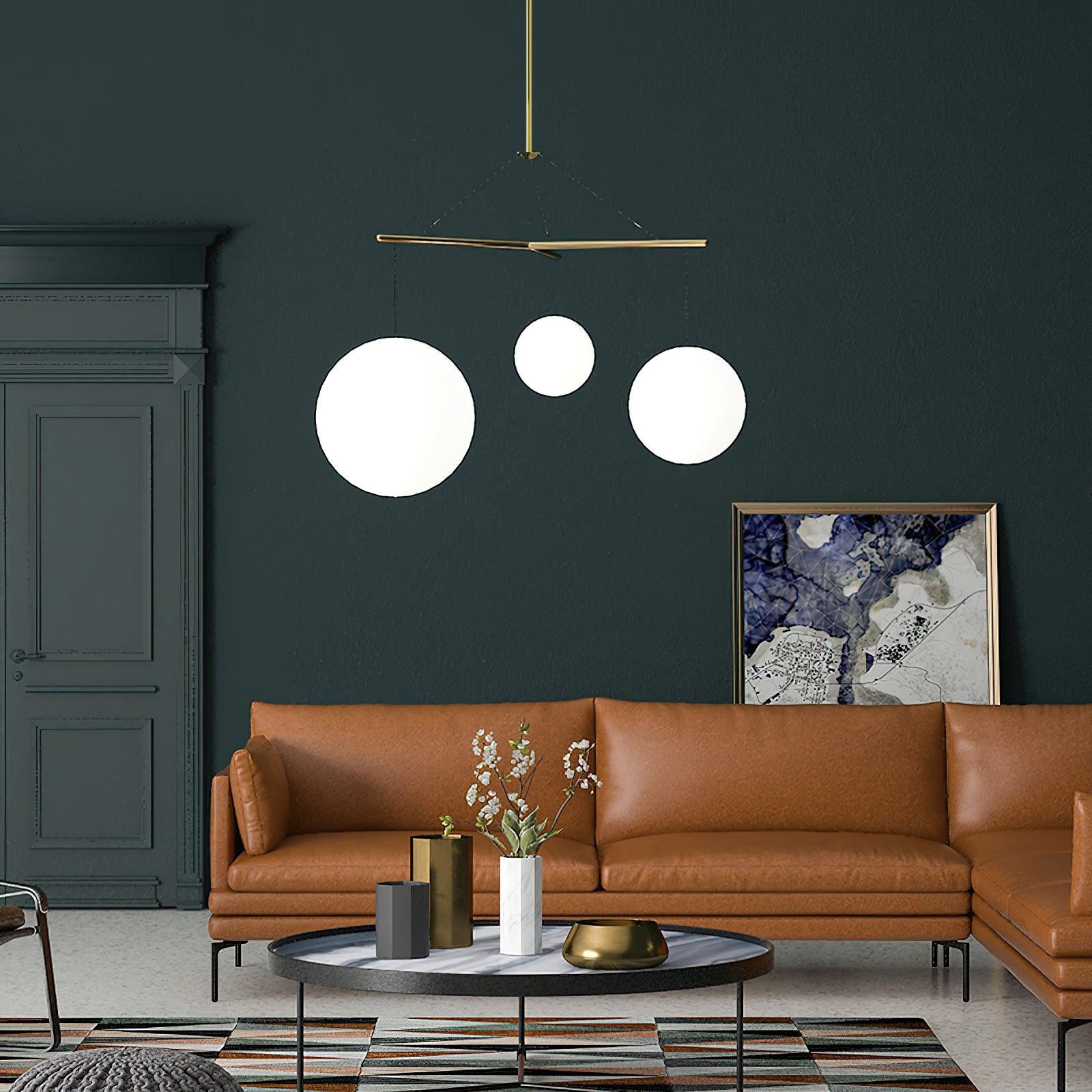 Celestial Orb Trio Pendant Light - Modern Hanging Chandelier for Living Room, Bedroom, and Dining Room Decor