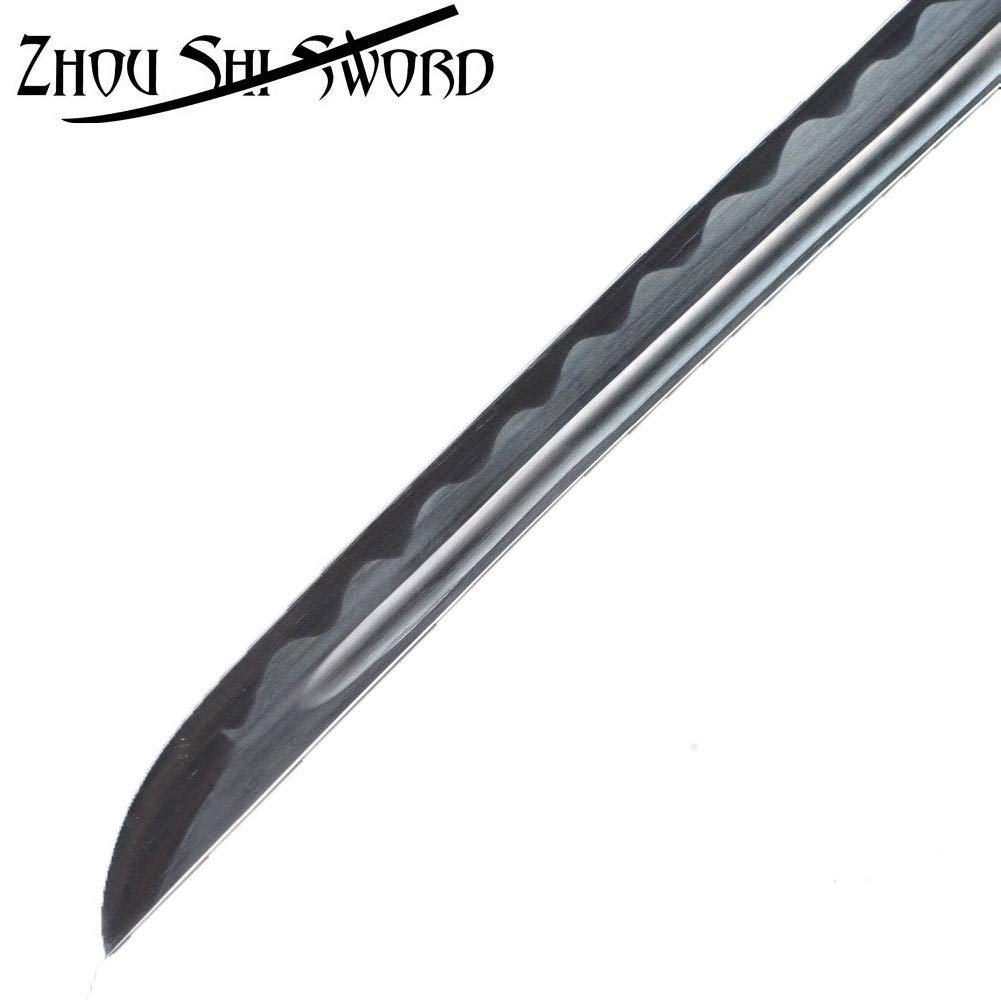 Authentic Japanese Samurai Katana Sword - Handmade 1095 High Carbon Steel, Heat Tempered Full Tang Blade with Sharp Tsuba - Perfect for Martial Arts Training, Cosplay & Collectors
