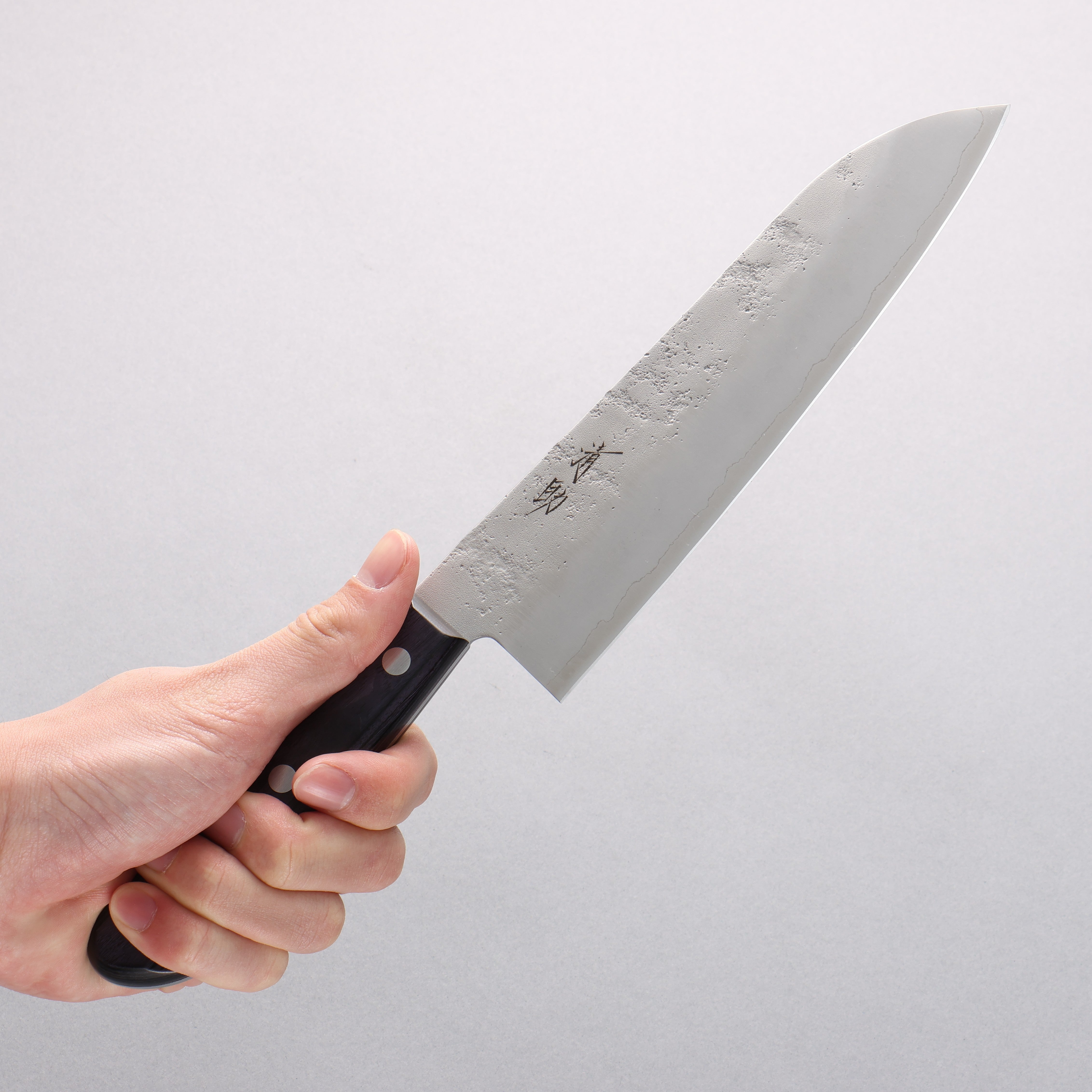 Premium Seisuke Budou Silver Steel No.3 Nashiji Santoku Knife 180mm with Purple Pakka Wood Handle - Japanese Chef Knife for Slicing, Dicing & Chopping Vegetables, Meat & Fish