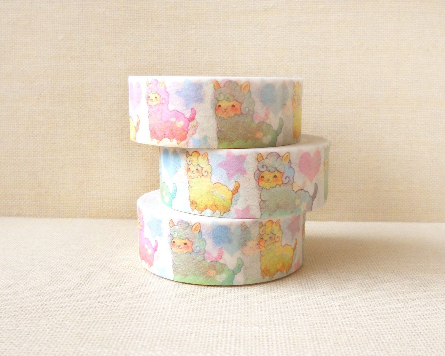 Premium Alpaca Washi Tape Set - Kawaii Cute Masking Tape for Planners, Journals & Scrapbooking - Decorative Animal Washi Tape for DIY Crafts, Bullet Journaling & Planner Supplies - Perfect for School, Office & Home Decor