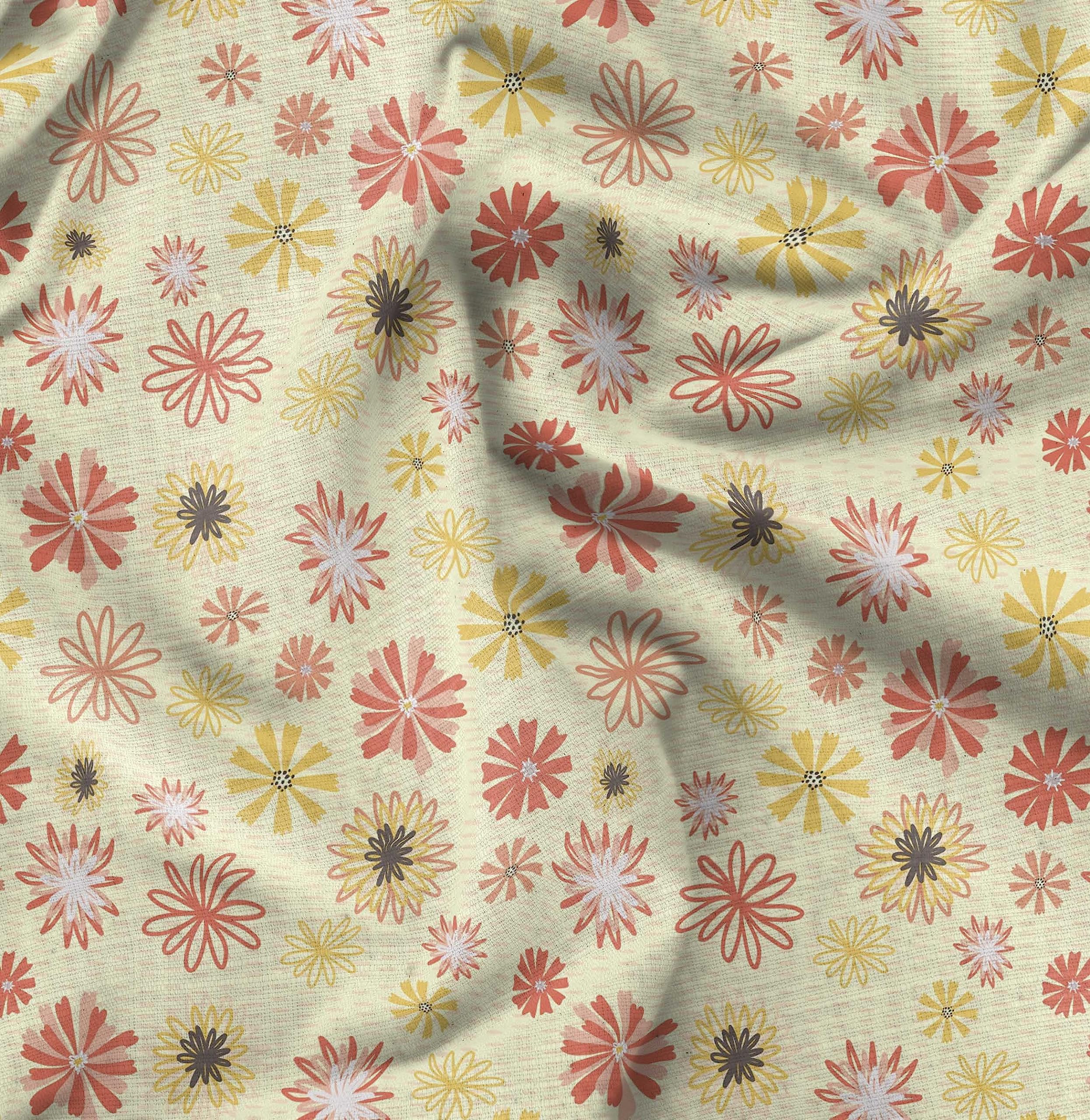 Soimoi Moss Georgette Yellow Fabric by The Yard - 42 Inch Wide Artistic Leaf & Floral Printed Fabric for Dresses, Curtains, DIY Crafts - Elegant Fashion & Home Decor Material