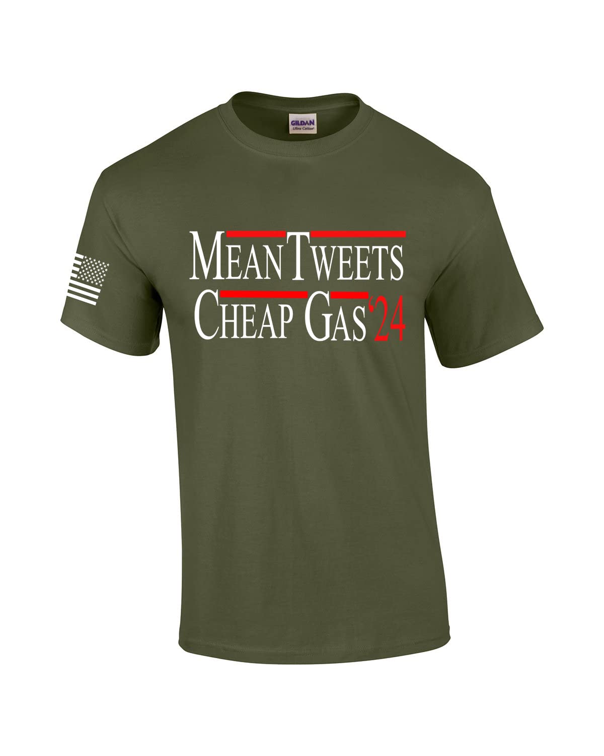 Mean Tweets & Cheap Gas '24 Political Campaign Men's Short Sleeve Graphic T-Shirt - Funny Election Tee for Trump Supporters & Conservative Voters - Perfect for Rallies, Debates & Political Events
