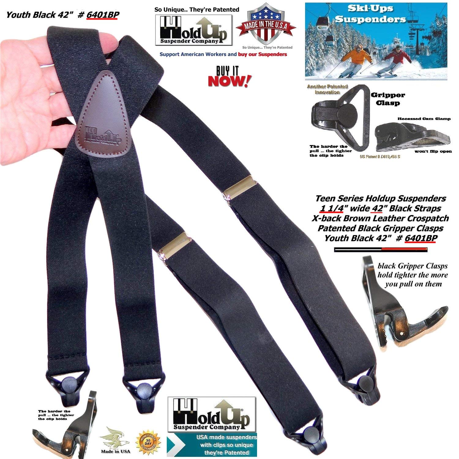 Boys Suspenders with Patented Gripper Clasp - Perfect for School & Formal Wear