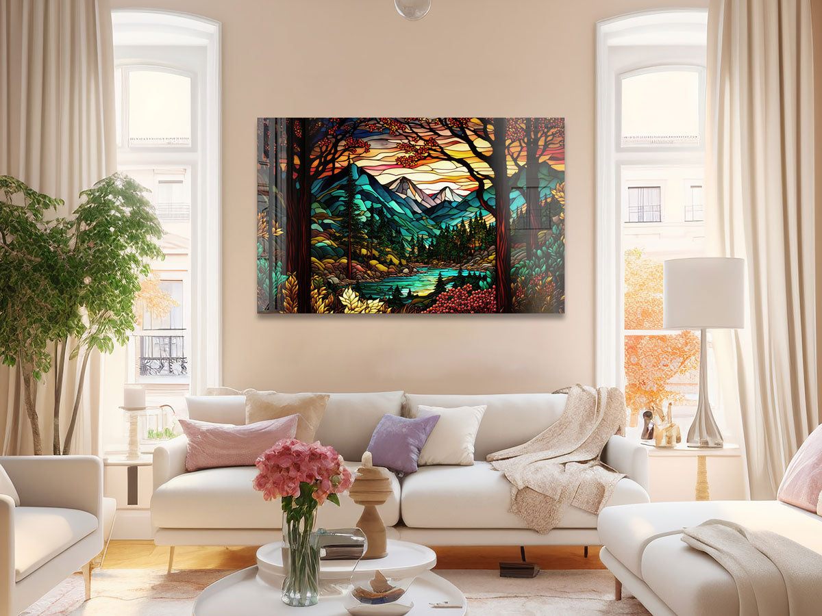 The Nature Glass Wall Art - Elegant Handmade Glass Decor for Home & Office - Perfect for Living Room, Bedroom, and Office Spaces