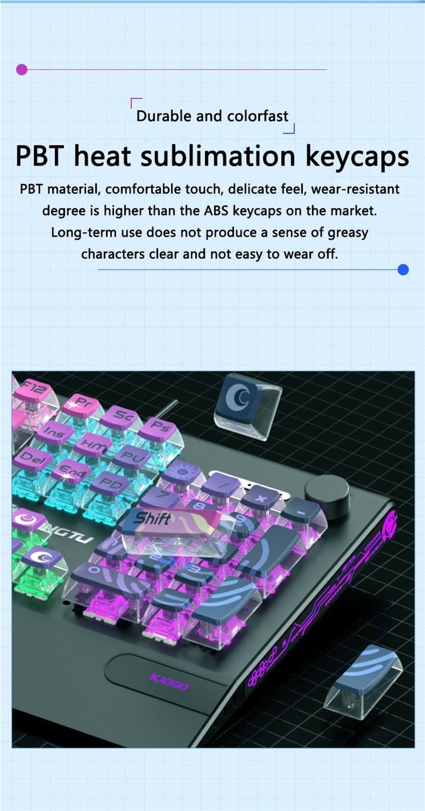 K1000 RGB Mechanical Gaming Keyboard - Wired USB Rainbow Backlit Keyboard with Quad Thermal Tech for PC Gamers & Office Work | Perfect for Gaming, Typing, and Professional Use