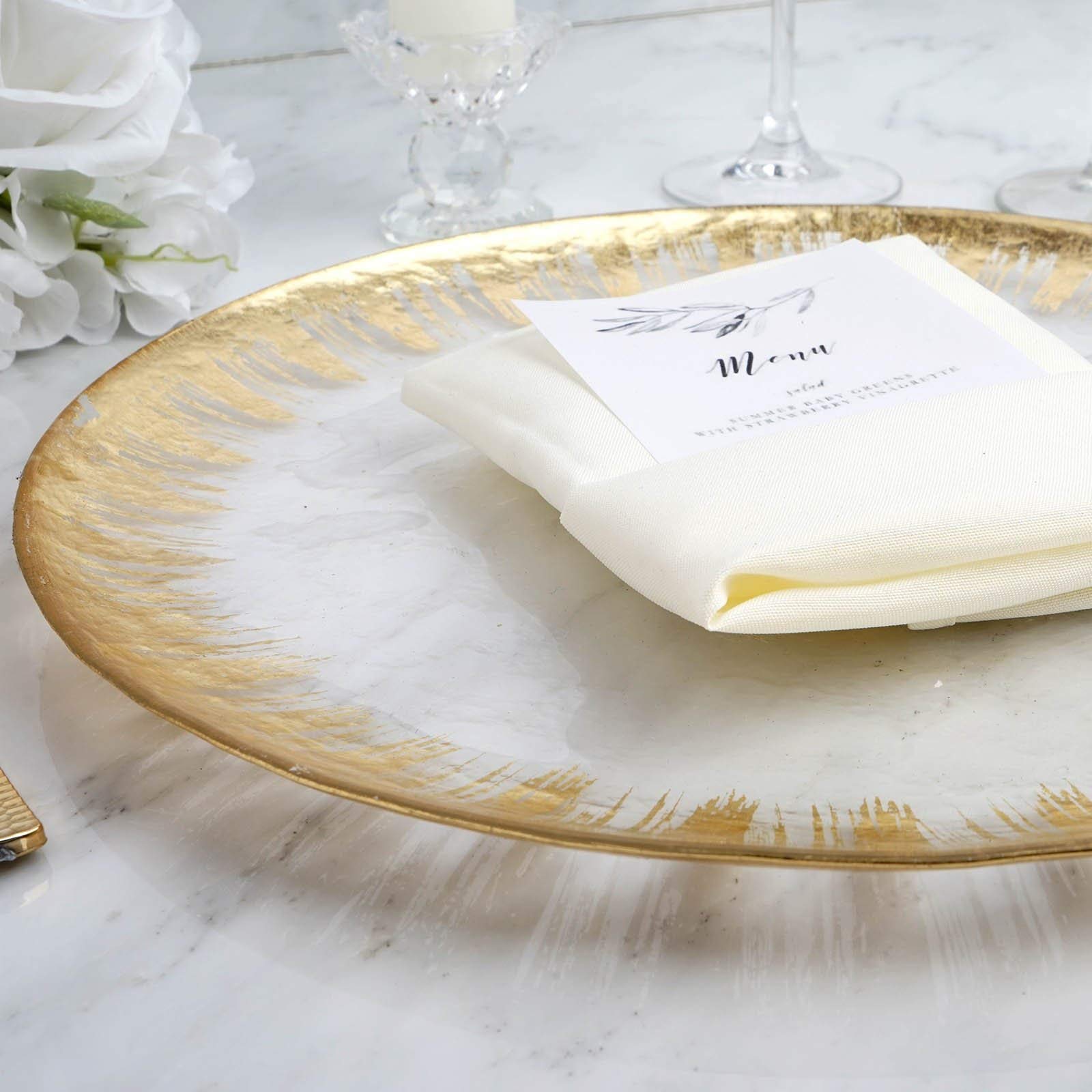 Premium Glass Charger Plates with Gold Rim - Elegant Dinner Plate Chargers for Weddings & Formal Events - Set of 8 - Perfect for Table Decor, Holiday Dinners & Special Occasions