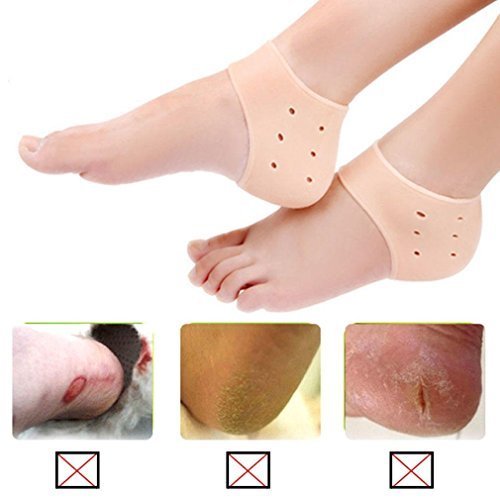 Qualitech Silicone Gel Heel Socks for Swelling & Pain Relief - Foot Care & Ankle Support Socks for Men & Women (Beige, One Size Fits Most) - Ideal for Diabetic Foot Care, Post-Surgery Recovery & Daily Comfort