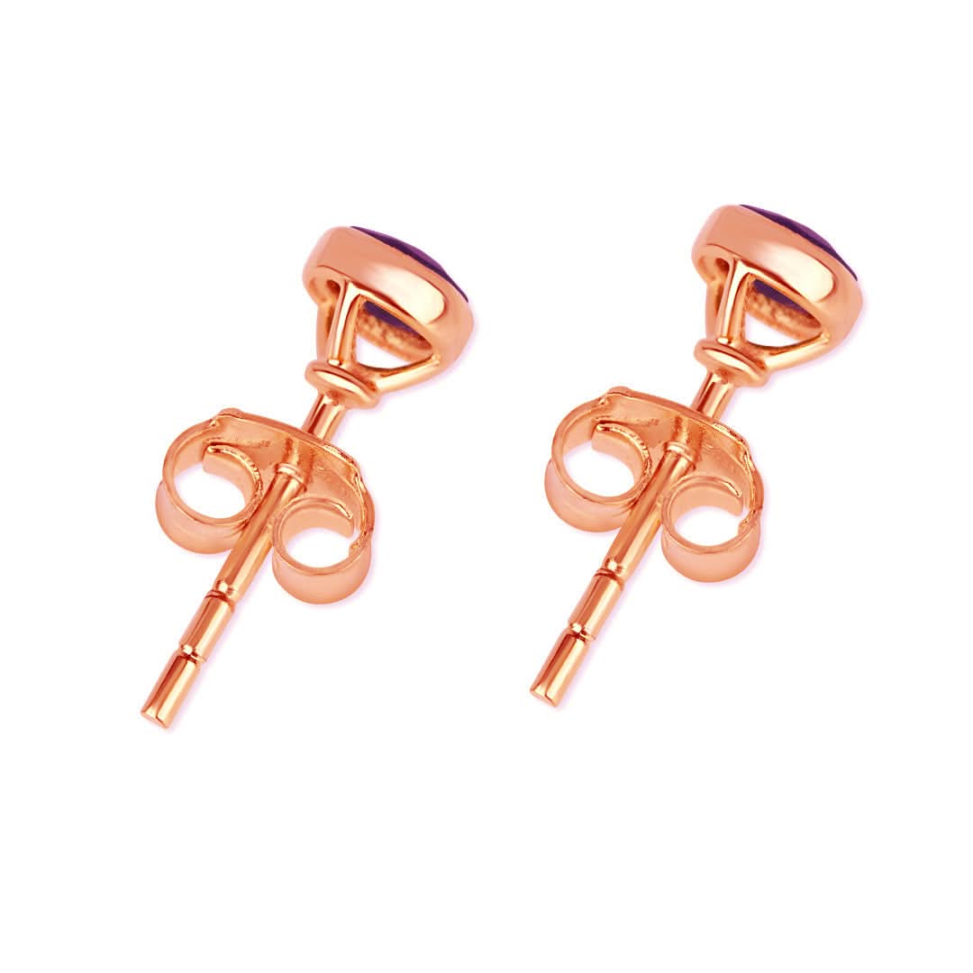Lapis Lazuli Mini Stud Earrings in Rose Gold - September Birthstone Jewelry for Women | Perfect Gift for Birthday, Anniversary & Special Occasions