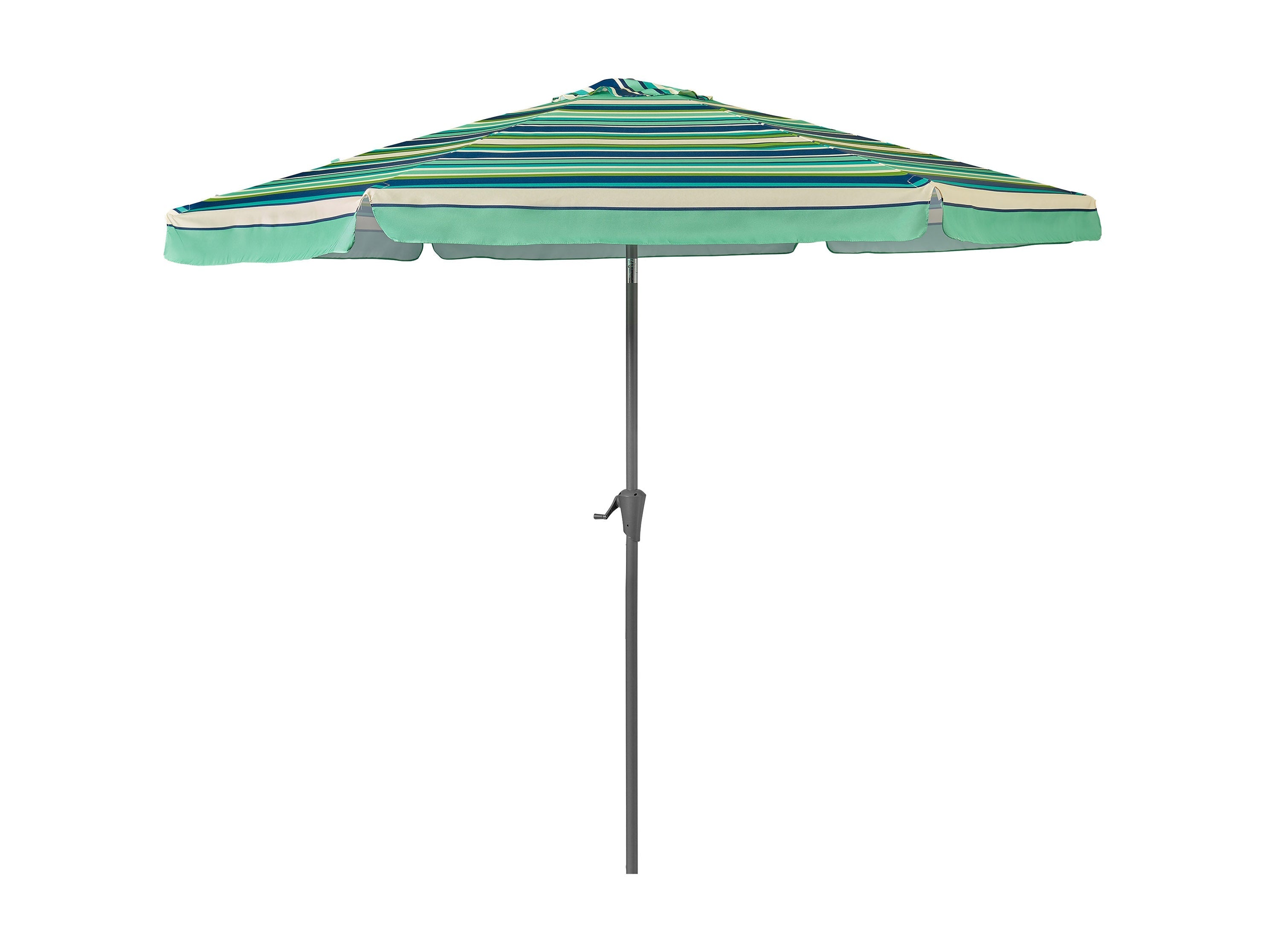 10ft Round Green and White Outdoor Patio Umbrella - Sun Shade for Garden, Poolside, and Backyard Relaxation