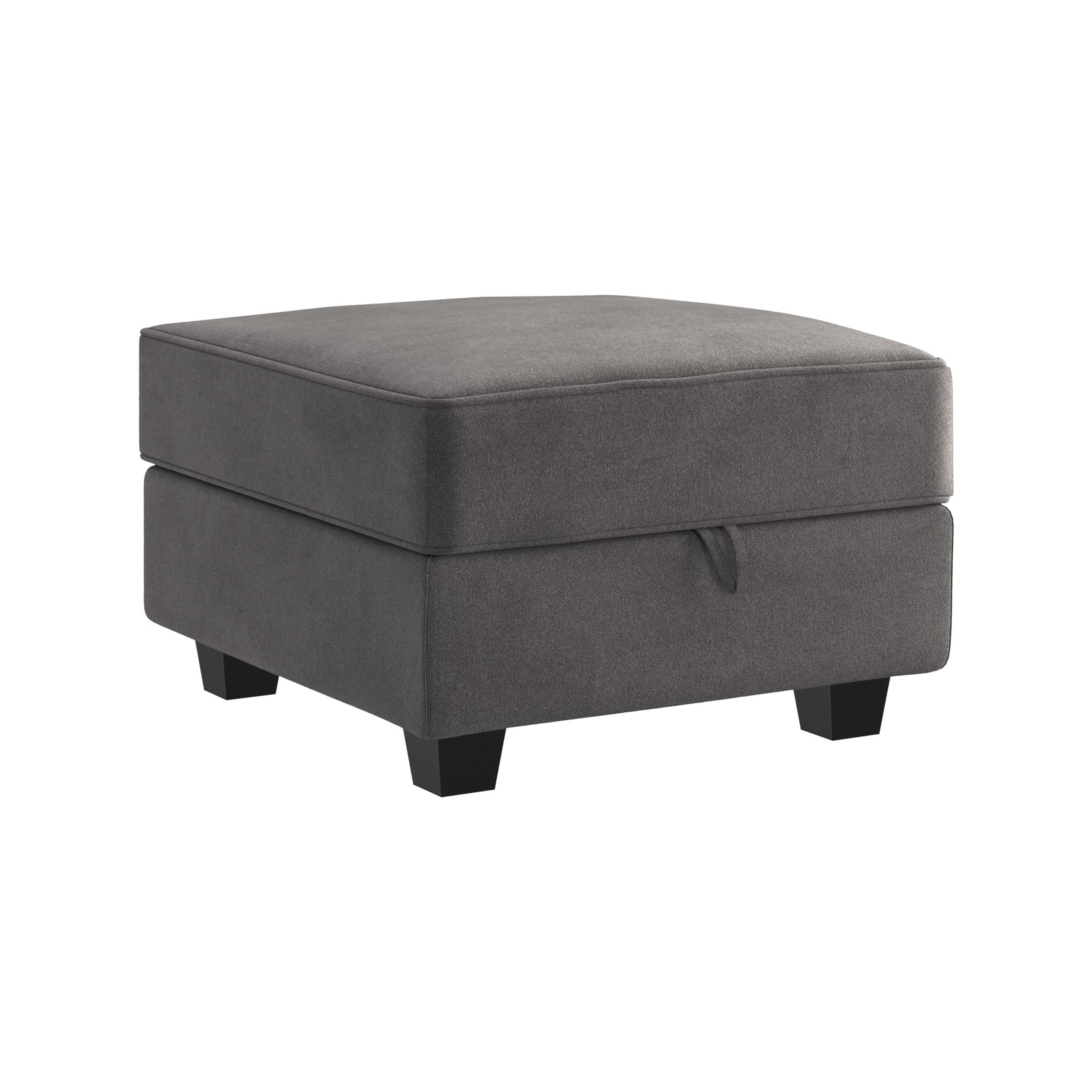 HONBAY Modular Ottoman for Sectional Sofa - Velvet Grey Storage Ottoman Bench with Removable Cushion | Living Room Furniture, Small Space Storage Solution for Home & Apartment