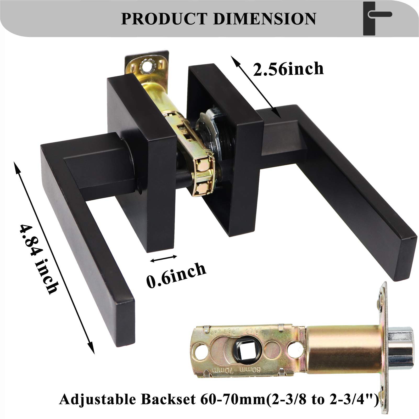 MONKEMON Matte Black Passage Door Handle - Reversible for Right & Left Side, 3 Pack - Perfect for Closet, Bedroom & Interior Doors