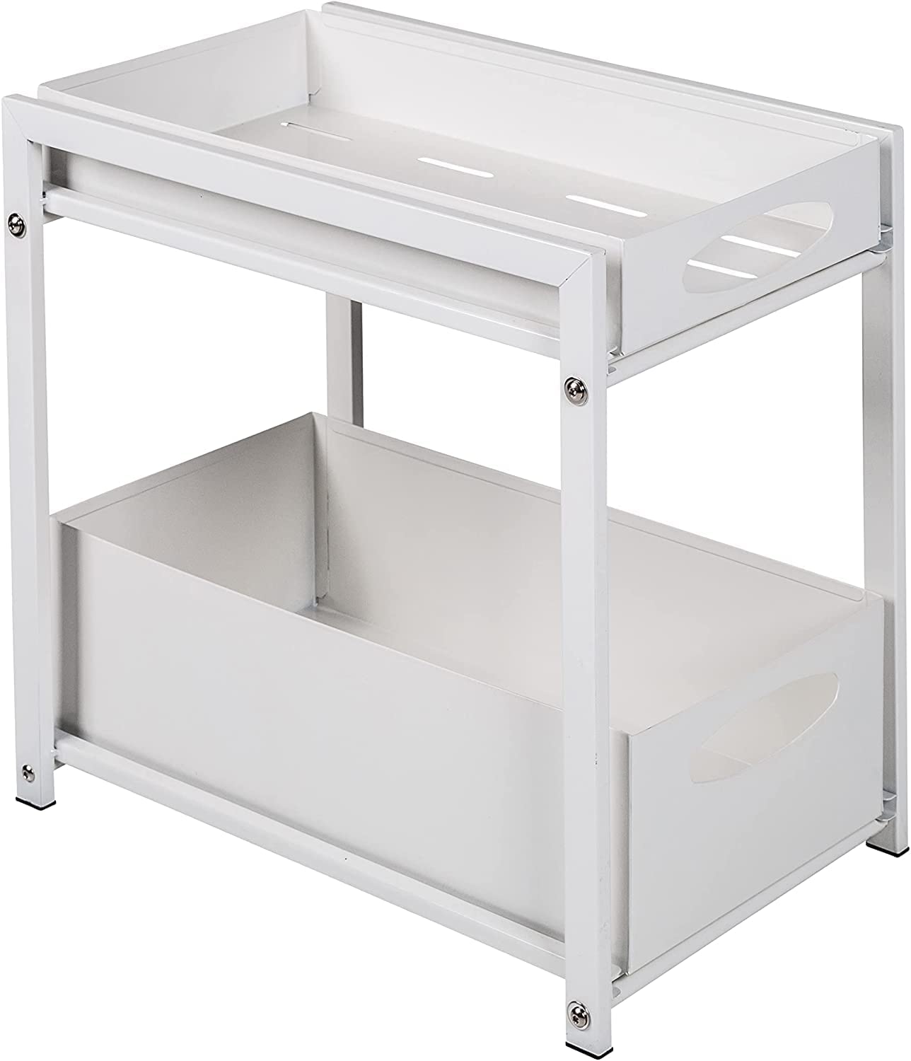 White Metal Kitchen Cabinet Organizer with Drawers - Space Saving Rack for Indian Home Decor