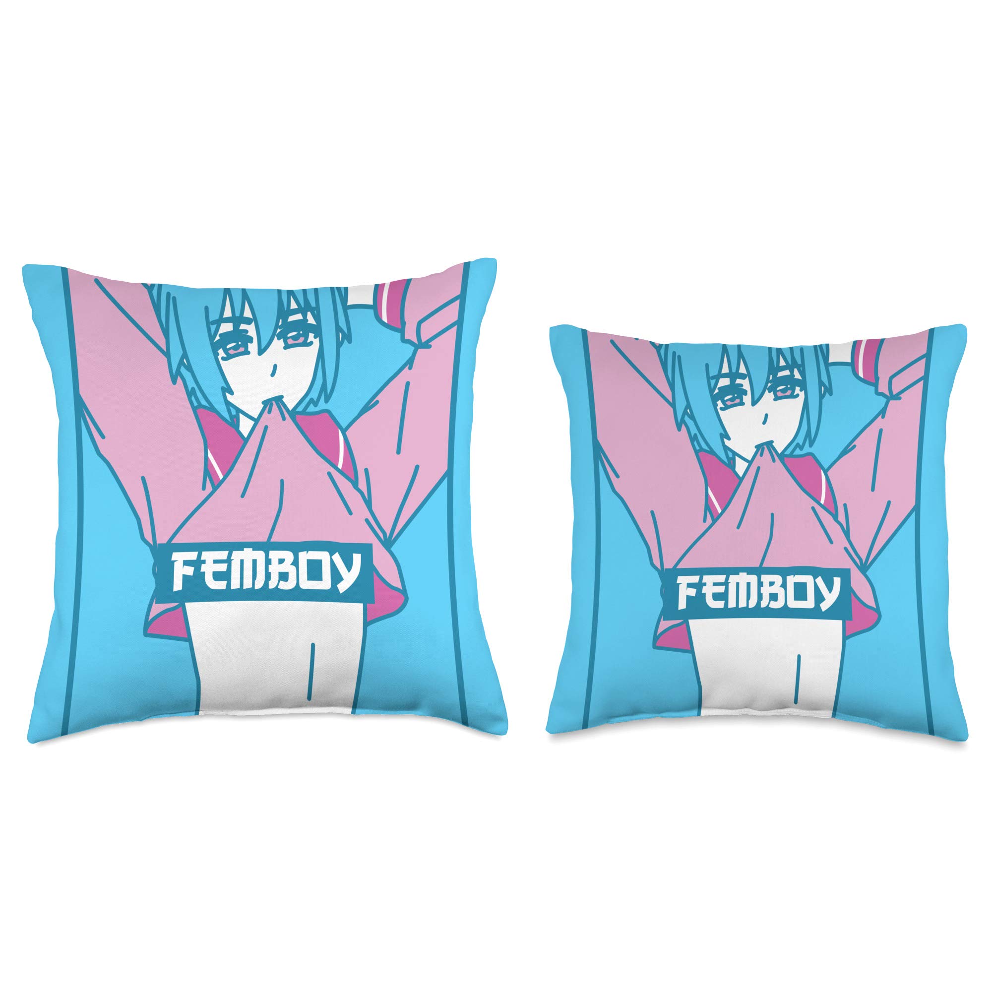 Pastel Aesthetic Anime Boy Crossdressing Throw Pillow - Soft Decorative Cushion for Bedroom, Living Room & Anime Lover Gifts
