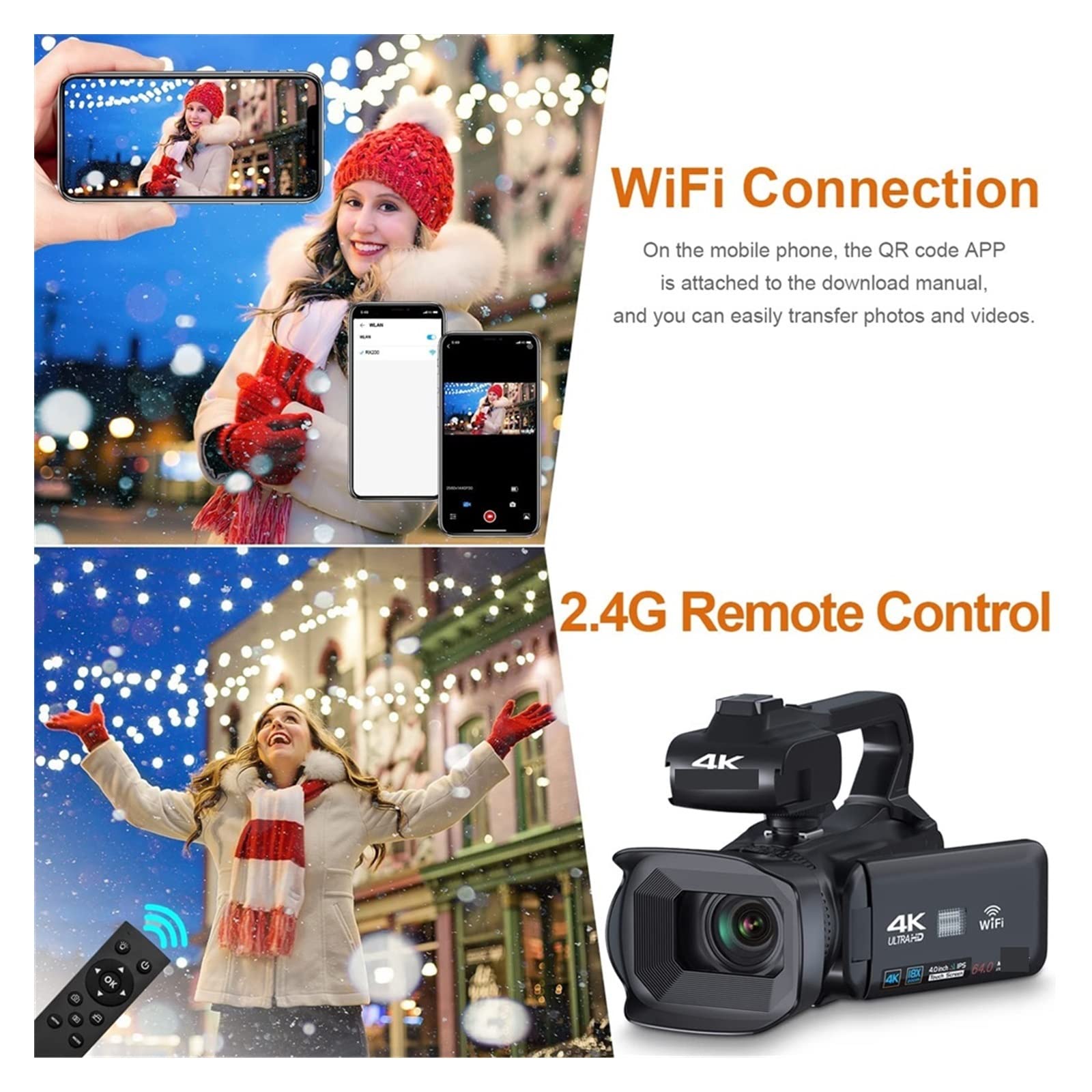 AUBEST 4K Video Camera Camcorder - 64MP Digital Camera with Rotating Touch Screen, Live Streaming, Built-in MIC & Light - Perfect for Vlogging, YouTube Recording, Travel Filming (Includes 32GB SD Card)