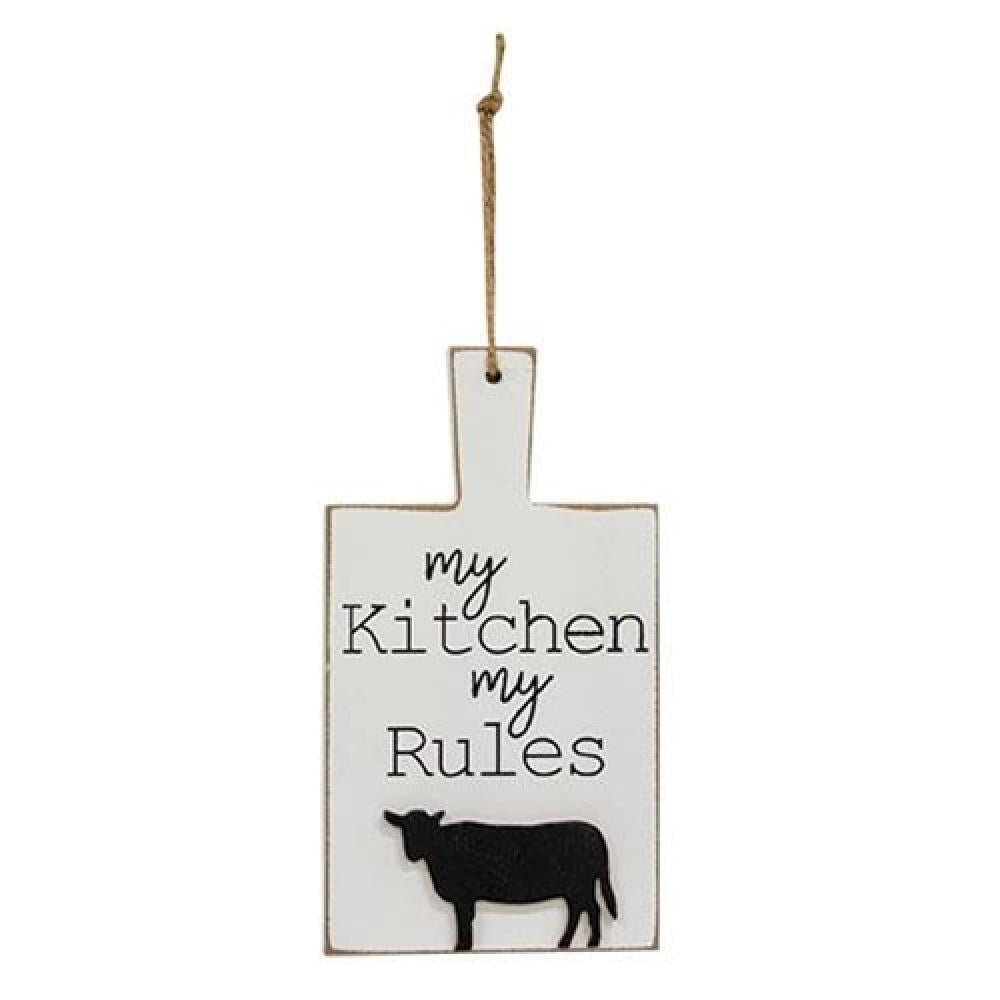 Distressed Wooden Cutting Board with 'My Kitchen My Rules' Design - Perfect for Home Decor, Kitchen Gifts, and Farmhouse Style