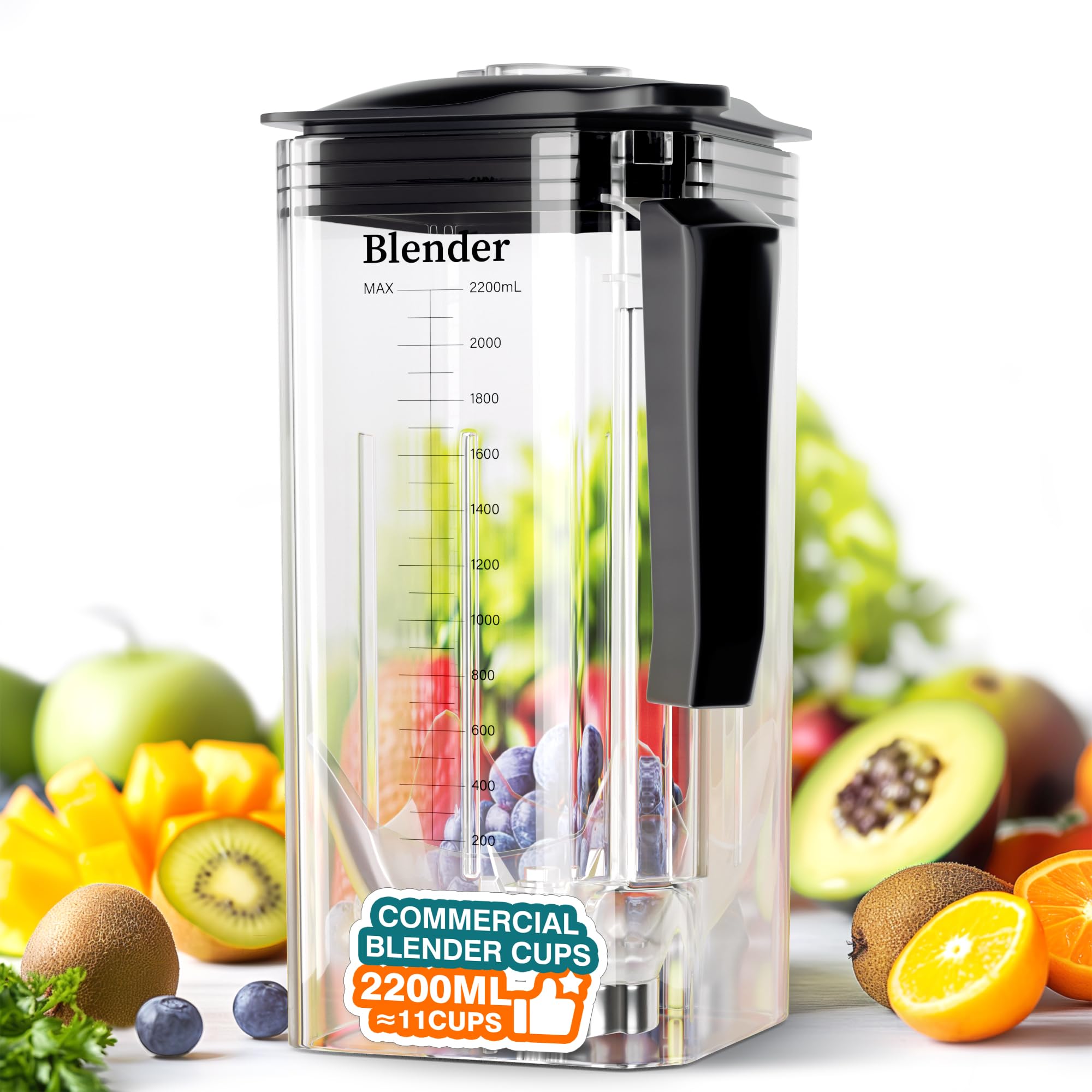 WantJoin Professional Commercial Blender Cups - Compatible with K90 Blender Shield Quiet Sound Enclosure 2200W | Durable Plastic Construction for Smoothies, Protein Shakes & Food Prep | Ideal for Restaurants, Gyms & Smoothie Bars