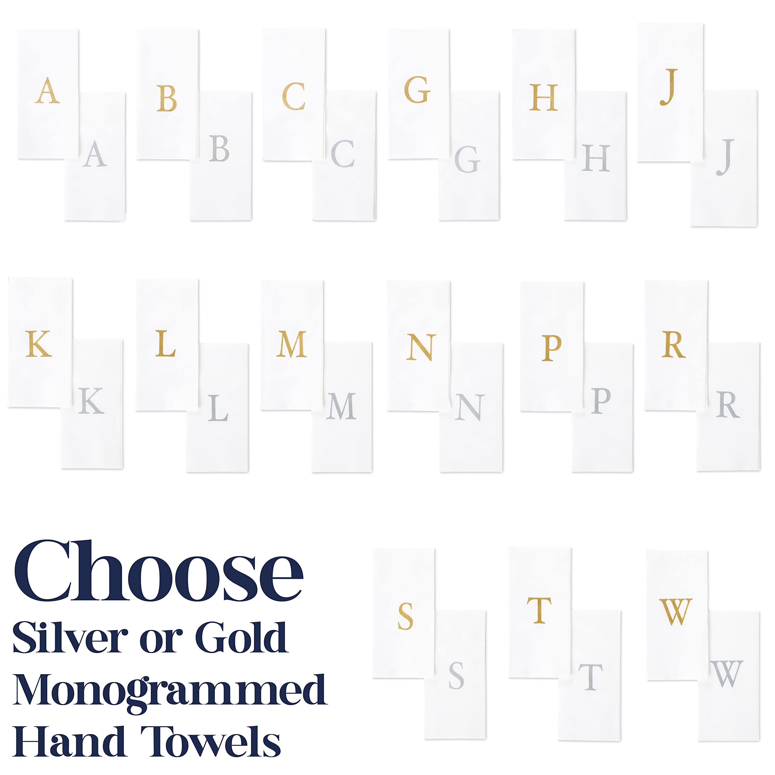 AMERICAN HOMESTEAD Premium Disposable Hand Towels - Elegant Silver Monogrammed Guest Napkins - Soft Linen-Like Bathroom Paper Towels for Parties & Events - Perfect for Weddings, Baby Showers & Upscale Gatherings - 25 Count (Silver M) - Ideal for Guest Bathrooms, Buffet Tables & Cocktail Parties
