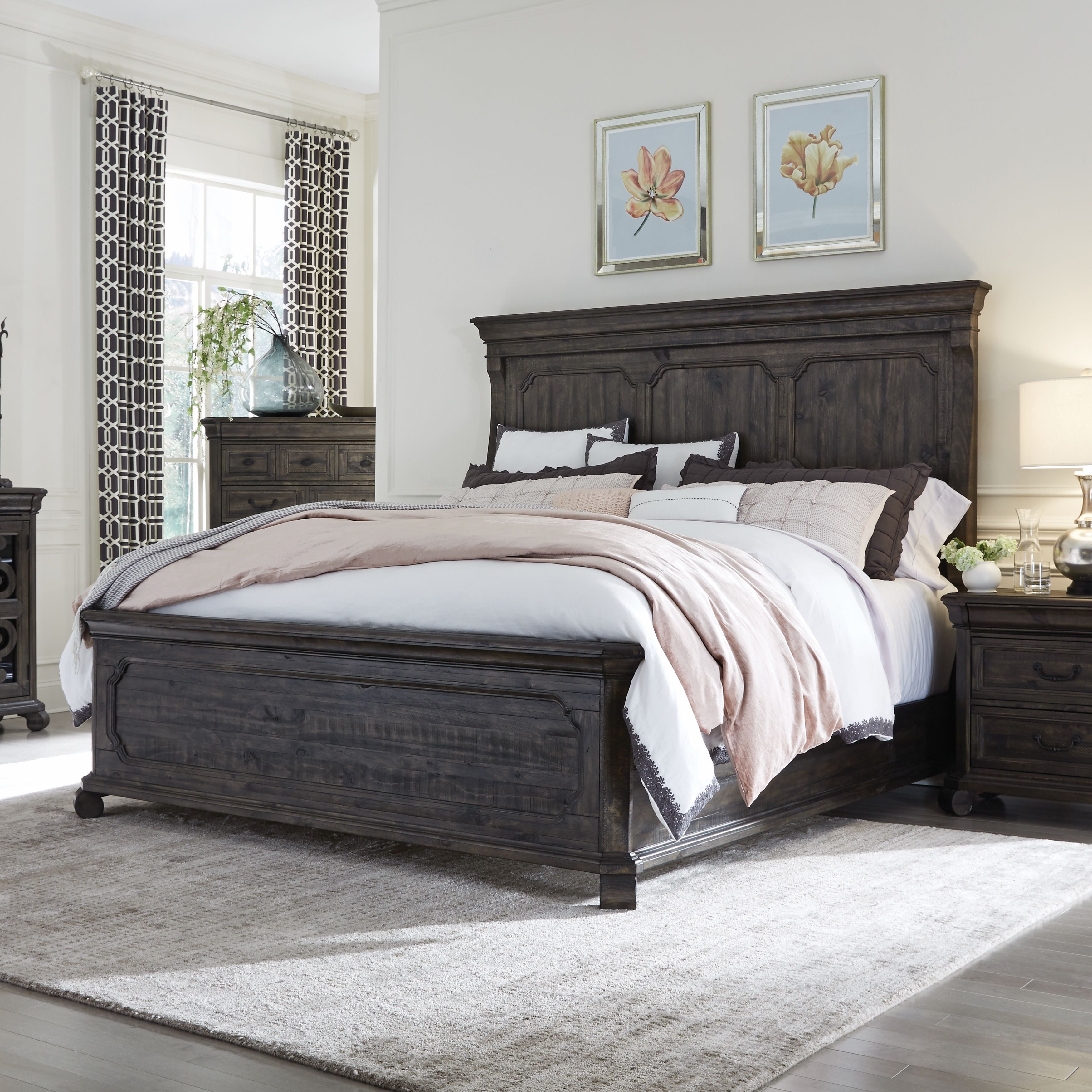 Bellamy Complete Queen Panel Bed Frame - Solid Wood Platform Bed with Headboard & Footboard - Modern Bedroom Furniture for Home Decor & Comfortable Sleeping