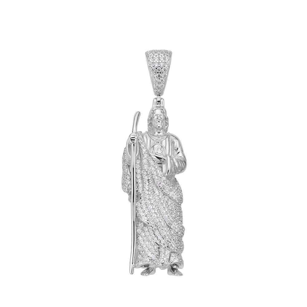 925 Silver Moissanite Jesus Pendant Necklace for Women - Religious Cross Jewelry Gift for Baptism, Confirmation & Christian Faith - Elegant Church & Everyday Wear