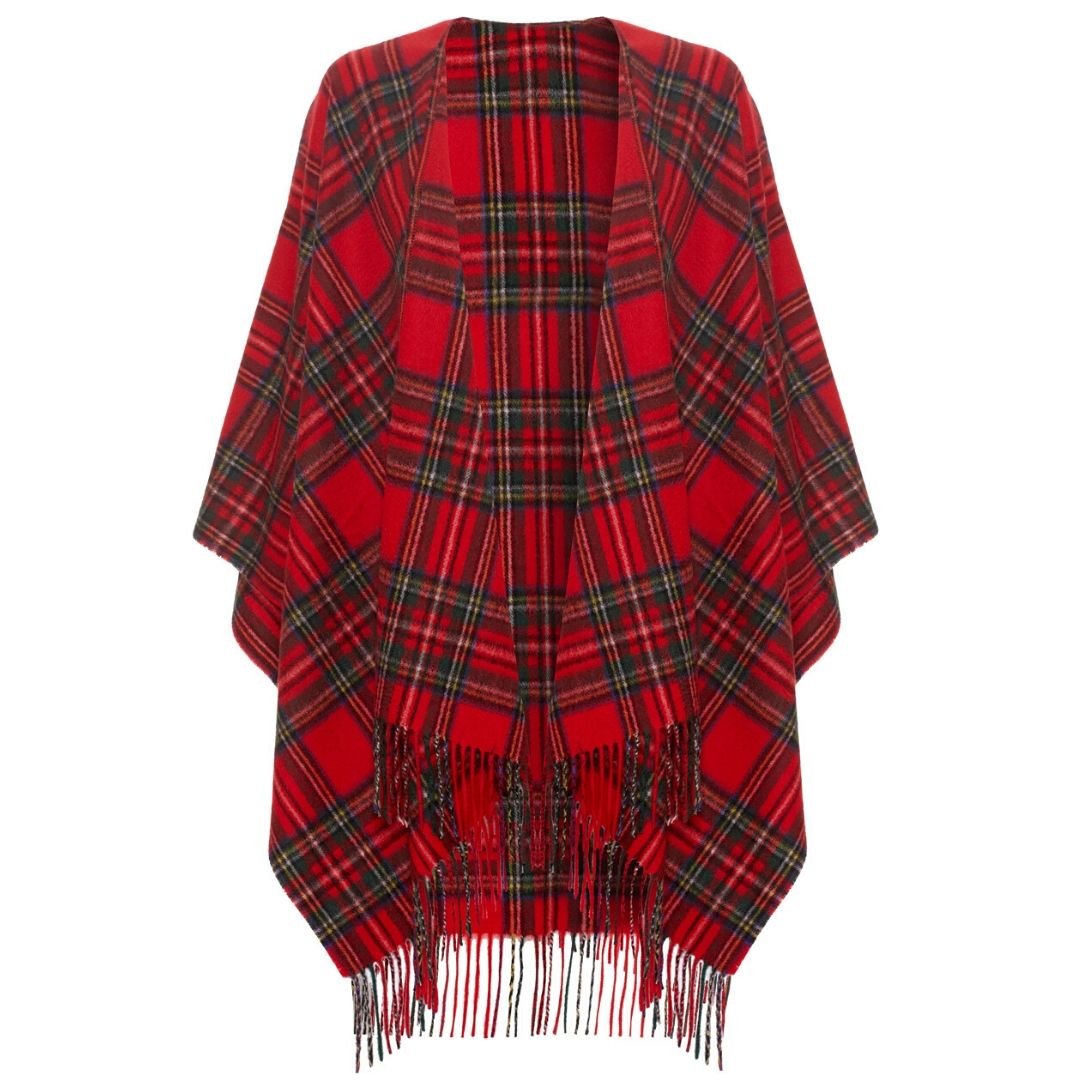 Highlander Tartan Capes Ruana - Stylish Scottish Plaid Shawl Wrap for Women | Perfect for Fall, Winter & Outdoor Events | Warm & Fashionable Layering Accessory