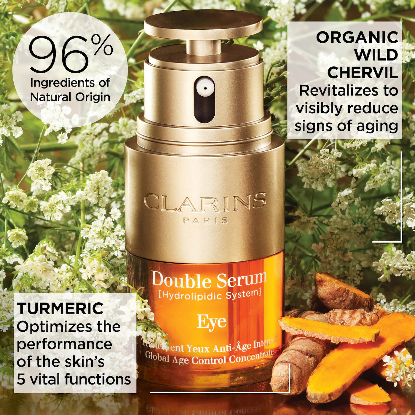 Clarins Double Serum Eye Firming & Hydrating Anti-Aging Eye Cream 20ml - Reduce Wrinkles & Dark Circles - Perfect for Day & Night Skincare Routine